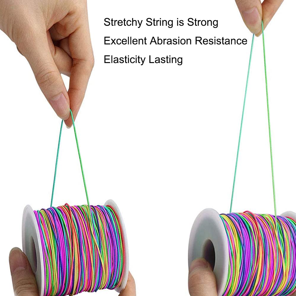 LUSTEMBER 1mm Stretchy Bracelet String, Sturdy Rainbow Elastic String Elastic Cord for Jewelry Making, Necklaces, Beading and Crafts