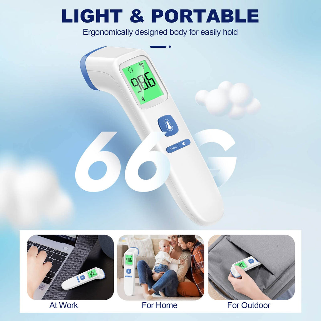 No-Touch Thermometer for Adults and Kids, Accurate Digital Baby Thermometer | 1s Fast Reading, Fever Alarm, Silent Mode, 35-Reading Memory, Forehead & Object Mode, AAA Battery Included, for Home & Clinic