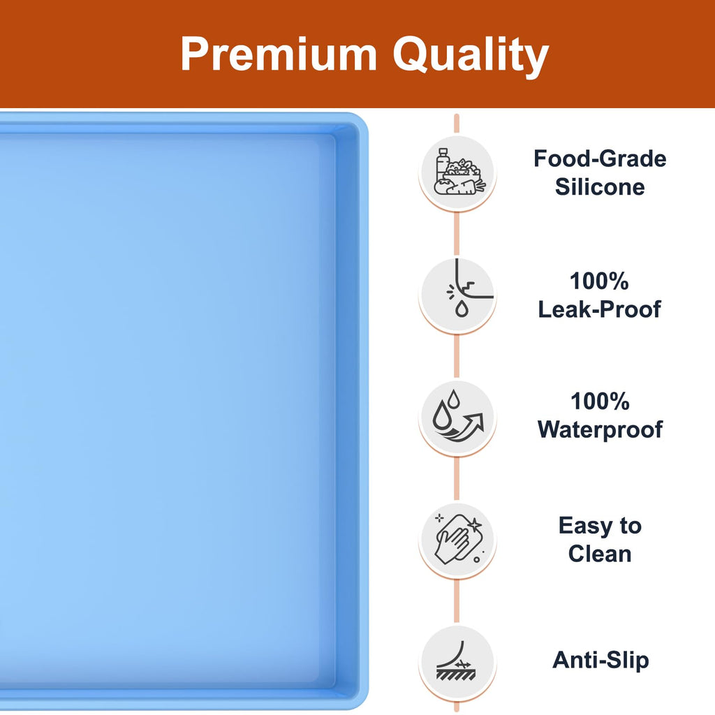 ukeetap Extra Thick Silicone Mat Waterproof with Raised Edge 34" x 22", Under Sink Mat for Kitchen & Bathroom, Kitchen Cabinet Liner, Multi-Purpose for Storage & Protection, Gray