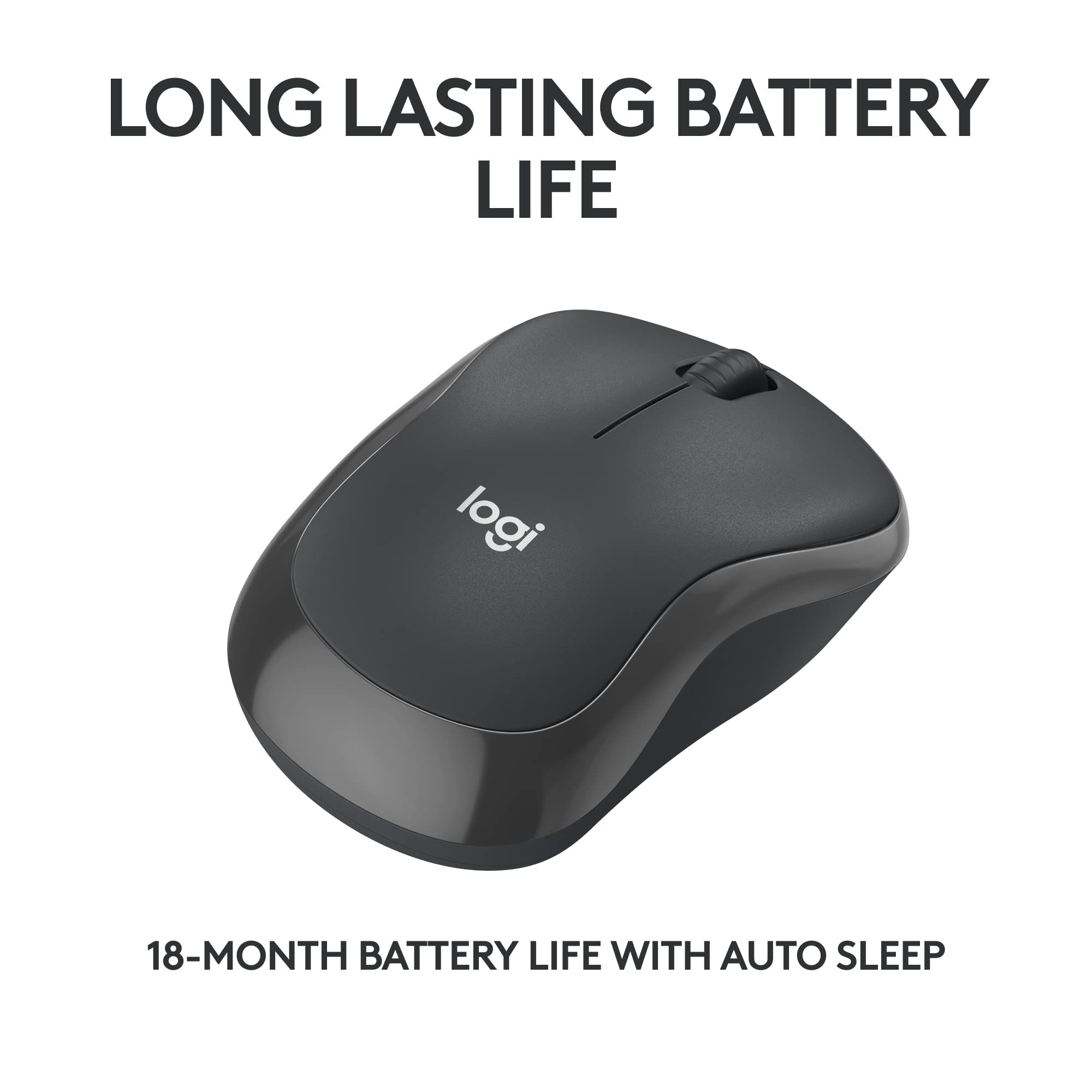 Logitech M185 Wireless Mouse, 2.4GHz with USB Mini Receiver, 12-Month Battery Life, 1000 DPI Optical Tracking, Ambidextrous PC/Mac/Laptop - Swift Grey