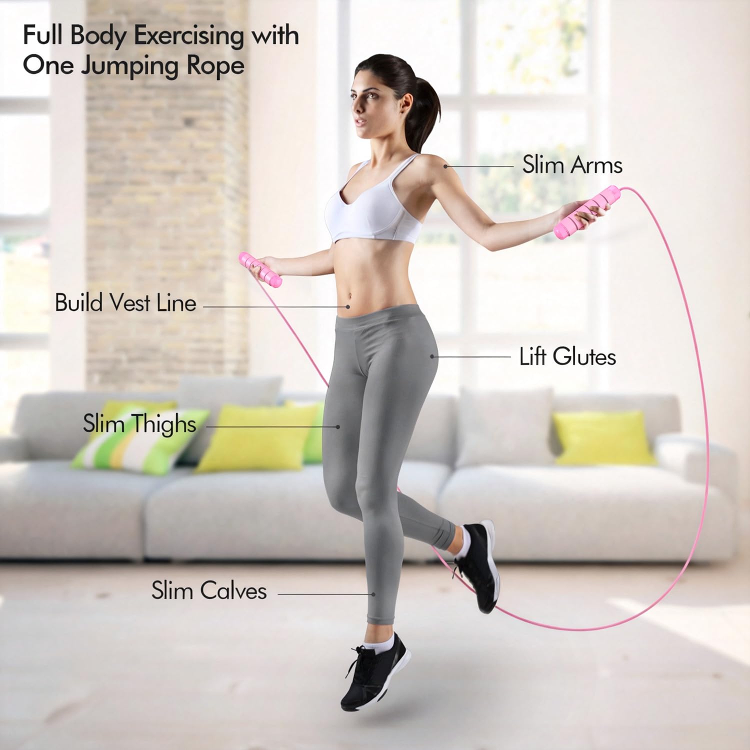 Jump Rope, Tangle-Free Rapid Speed Jumping Rope Cable with Ball Bearings for Women, Men, and Kids, Adjustable Steel Jump Rope with Foam Handles for Home Gym Exercise Fitness Workout Equipment & Slim Body