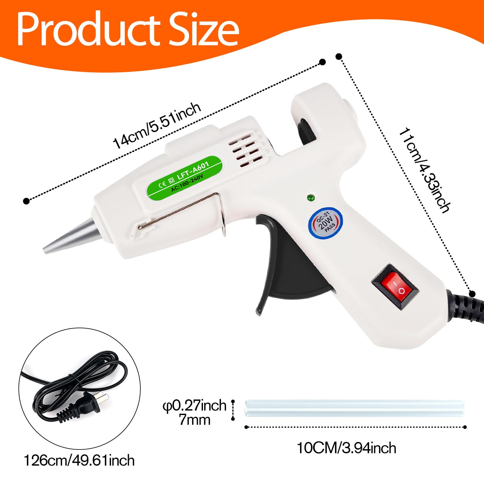 SHJADE Hot Glue Gun with 30 Glue Sticks, 20W Mini Hot Melt Gun Kit(White) | Fast Preheating, Ideal for School Crafts, DIY Arts, and Quick Home Repairs, Compact, Suitable for 0.27" Glue Sticks