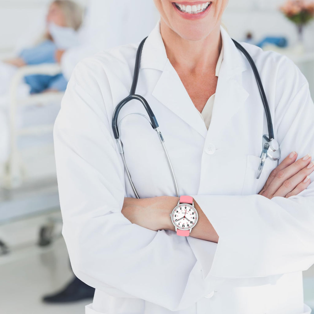 TWOPTION Nurse Watch for Women Waterproof Analog Silicone Watch with Second Hand Nursing Watch