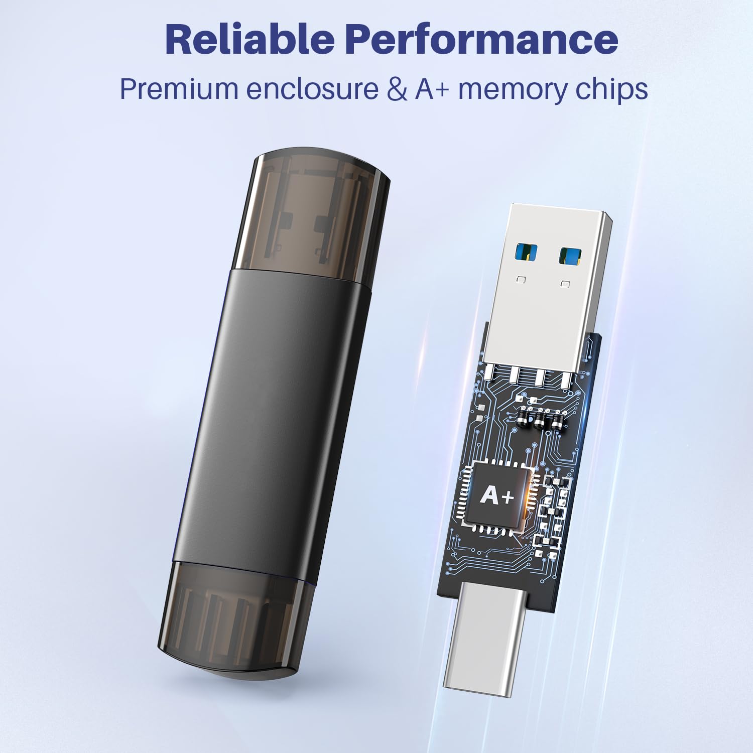 JOIOT 256GB USB C Flash Drive Dual USB 3.0 Type C + USB A Portable 2-in-1 Thumb Drive for Smartphone Tablet Computer Mac iPhone 15 Black