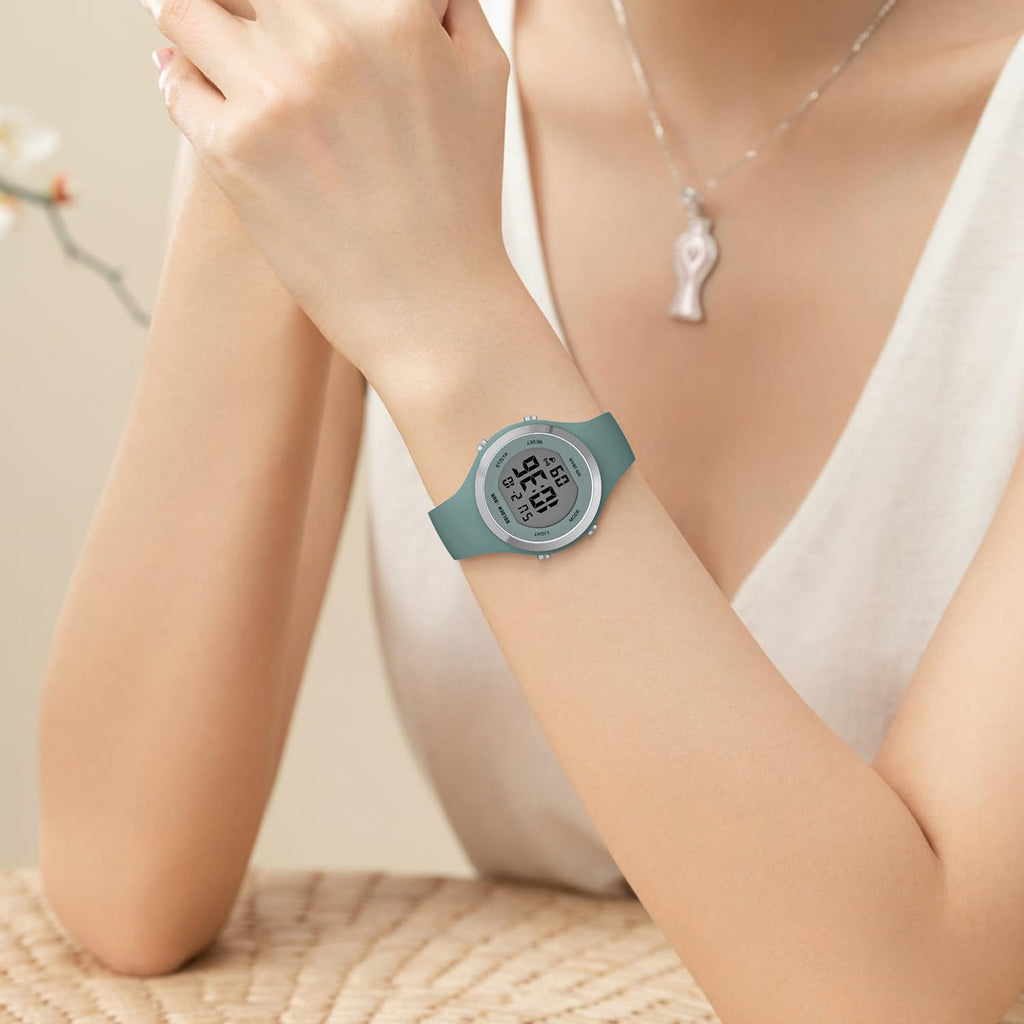 GOLDEN HOUR Waterproof Sport Women's Digital Chronograph Silicone Strap Watch