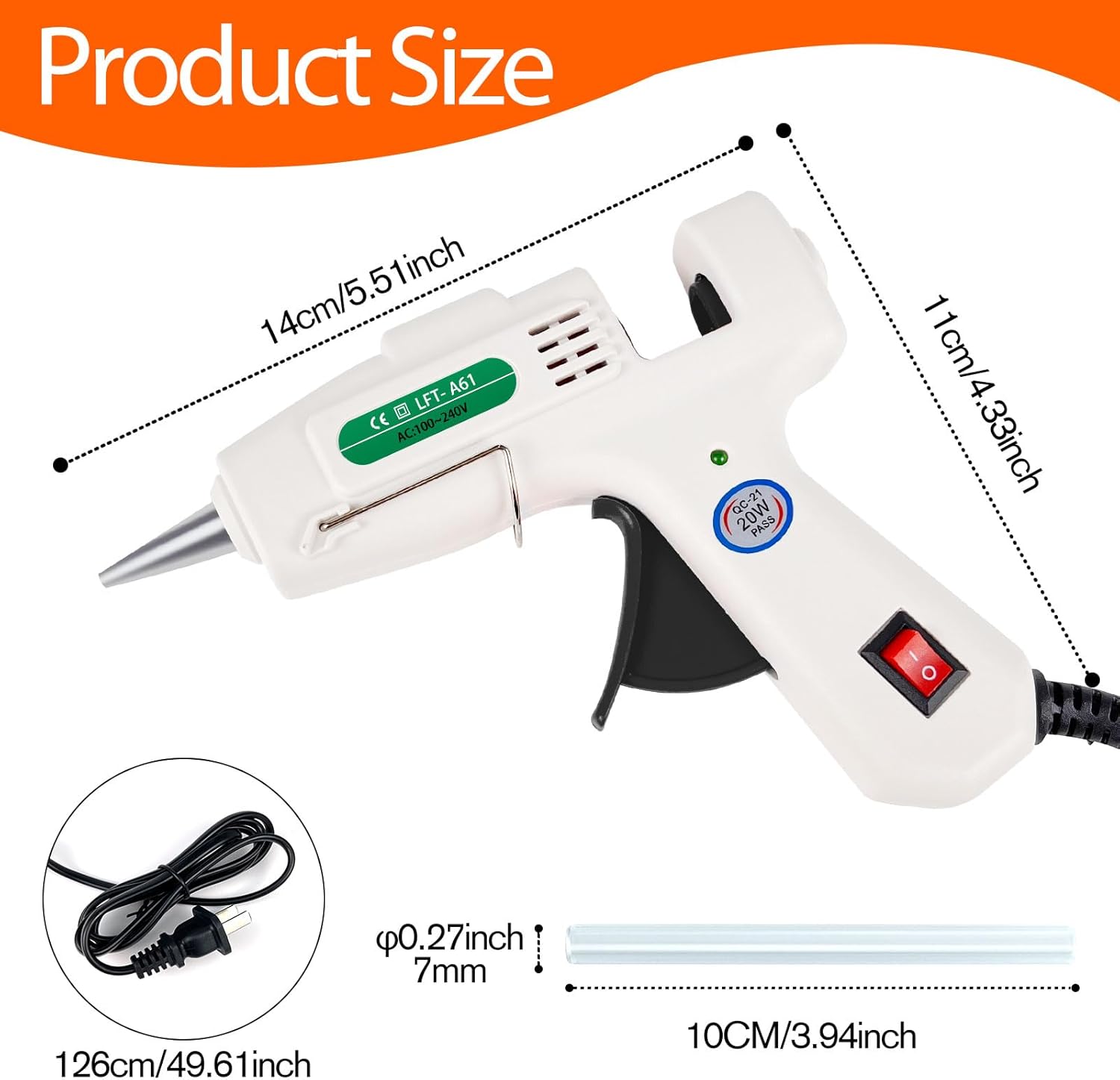 SHJADE Hot Glue Gun with 30 Glue Sticks, 20W Mini Hot Melt Gun Kit(White) | Fast Preheating, Ideal for School Crafts, DIY Arts, and Quick Home Repairs, Compact, Suitable for 0.27" Glue Sticks