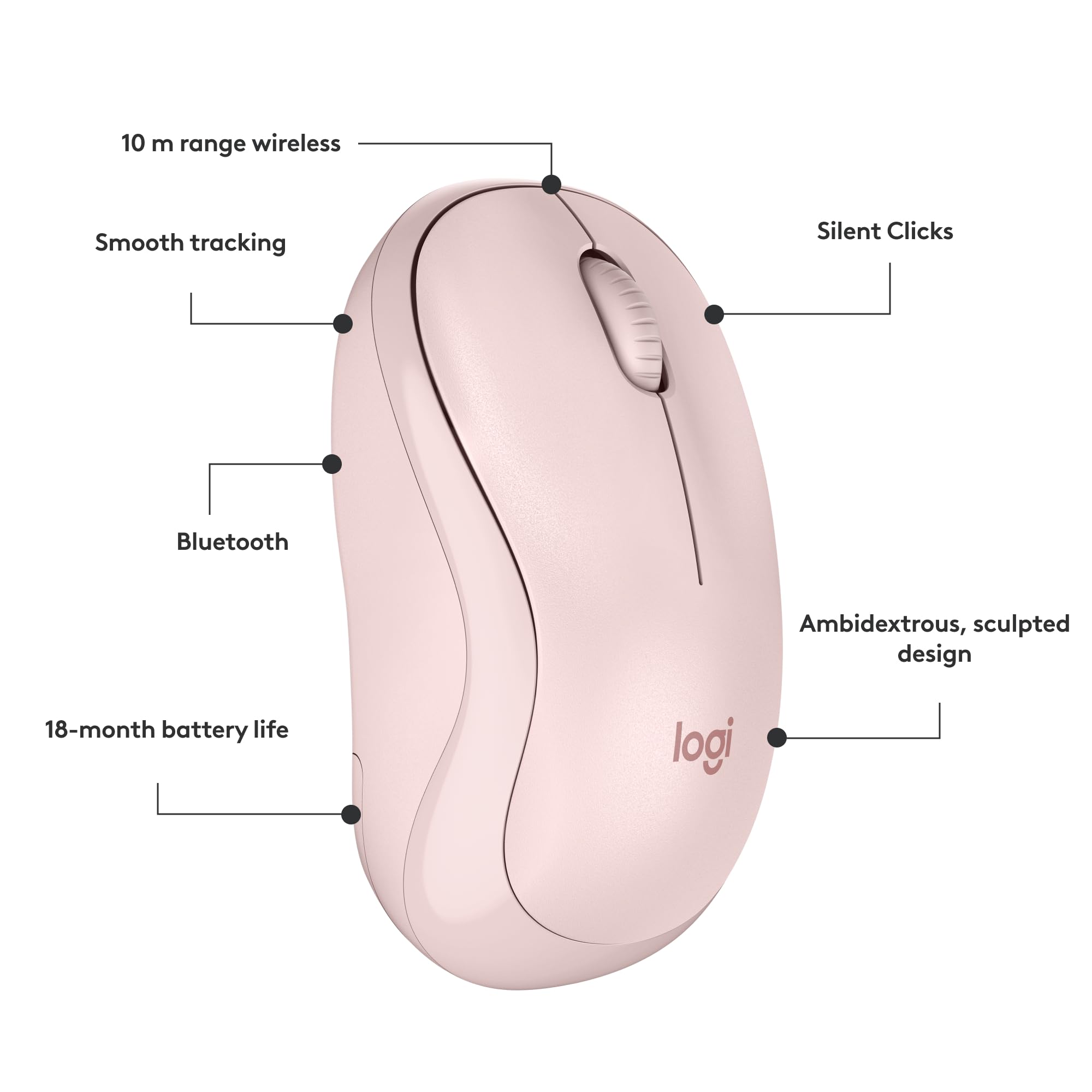 Logitech M185 Wireless Mouse, 2.4GHz with USB Mini Receiver, 12-Month Battery Life, 1000 DPI Optical Tracking, Ambidextrous PC/Mac/Laptop - Swift Grey