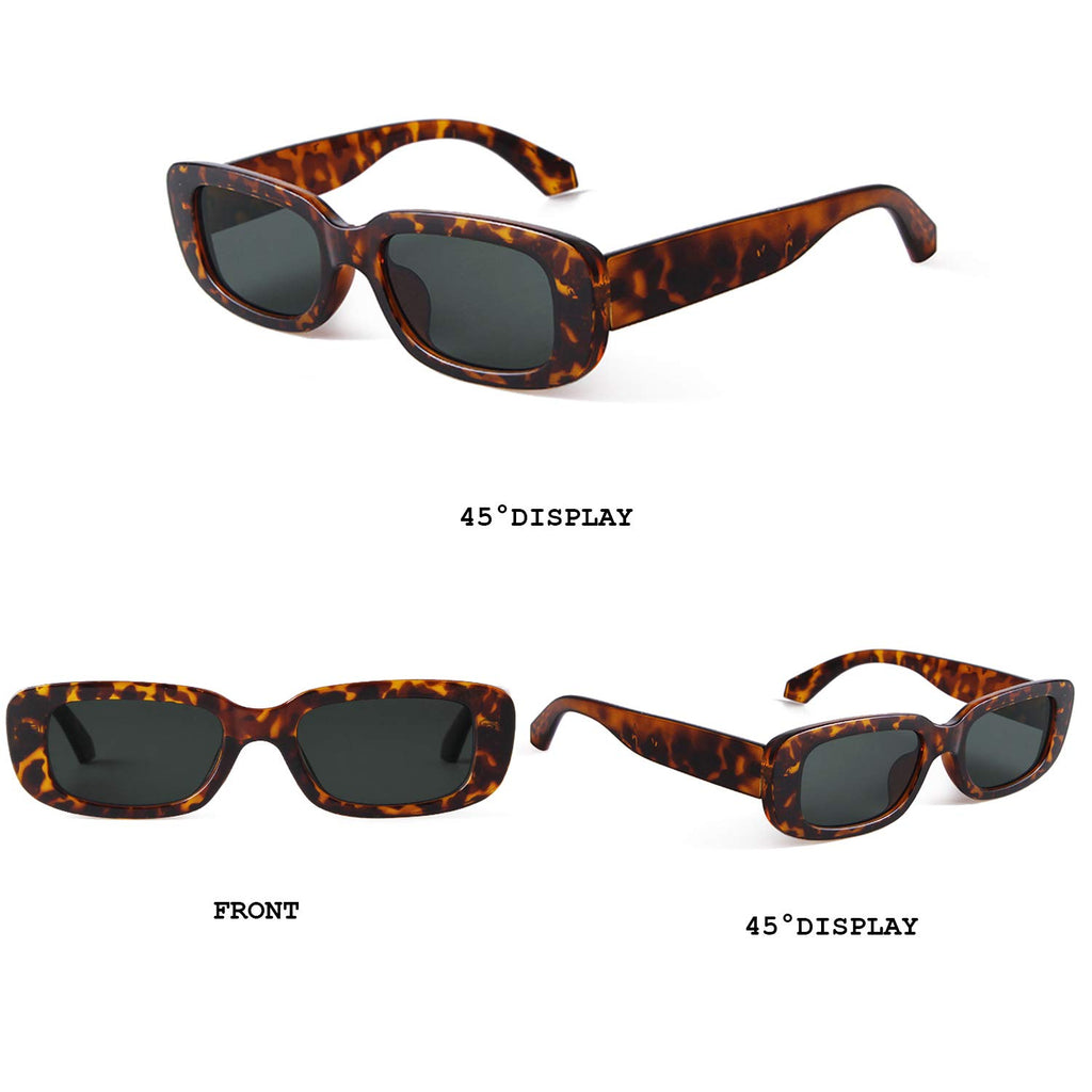 BUTABY Rectangle Sunglasses for Women Retro Driving Glasses 90’s Vintage Fashion Narrow Square Frame UV400 Protection