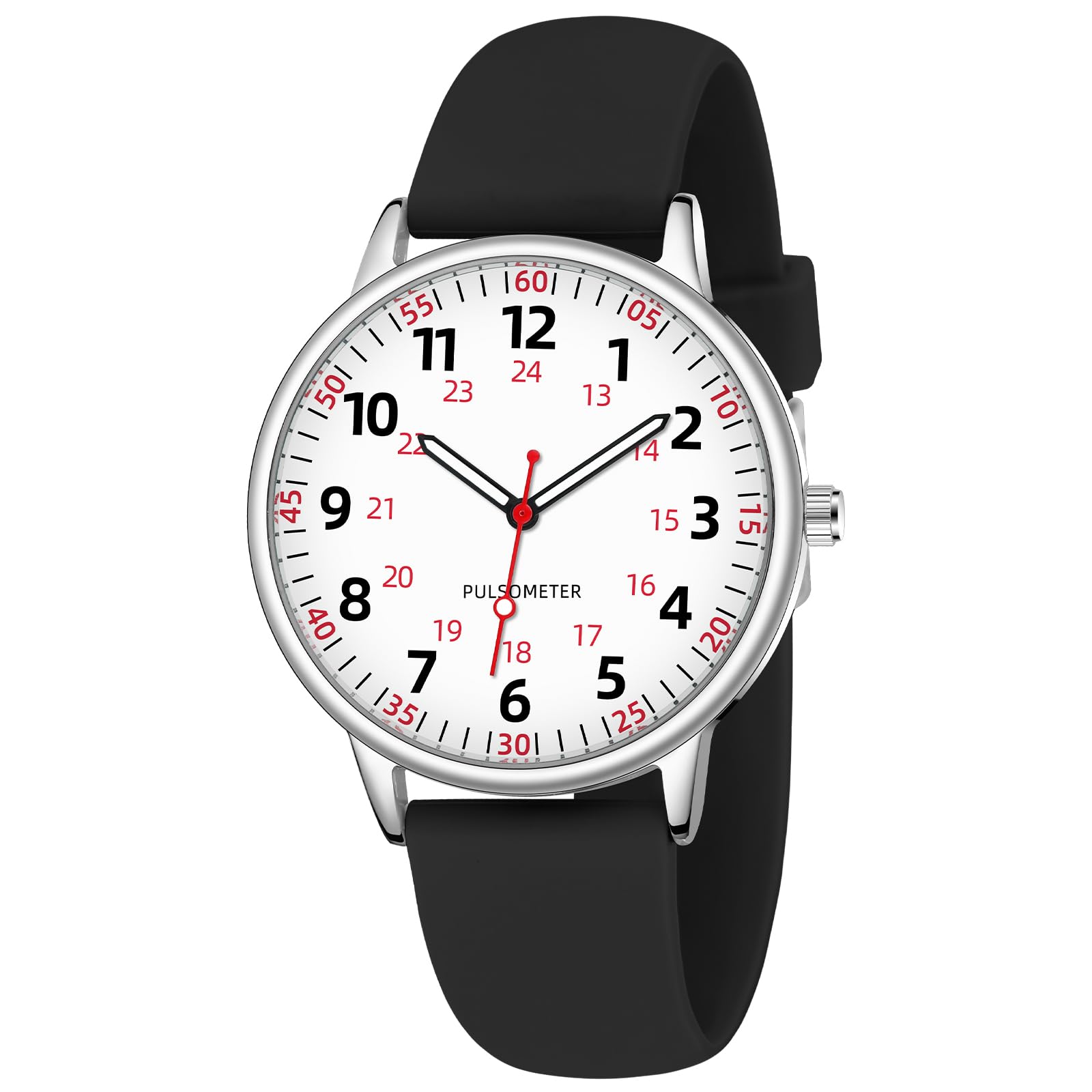 TWOPTION Nurse Watch for Women Waterproof Analog Silicone Watch with Second Hand Nursing Watch