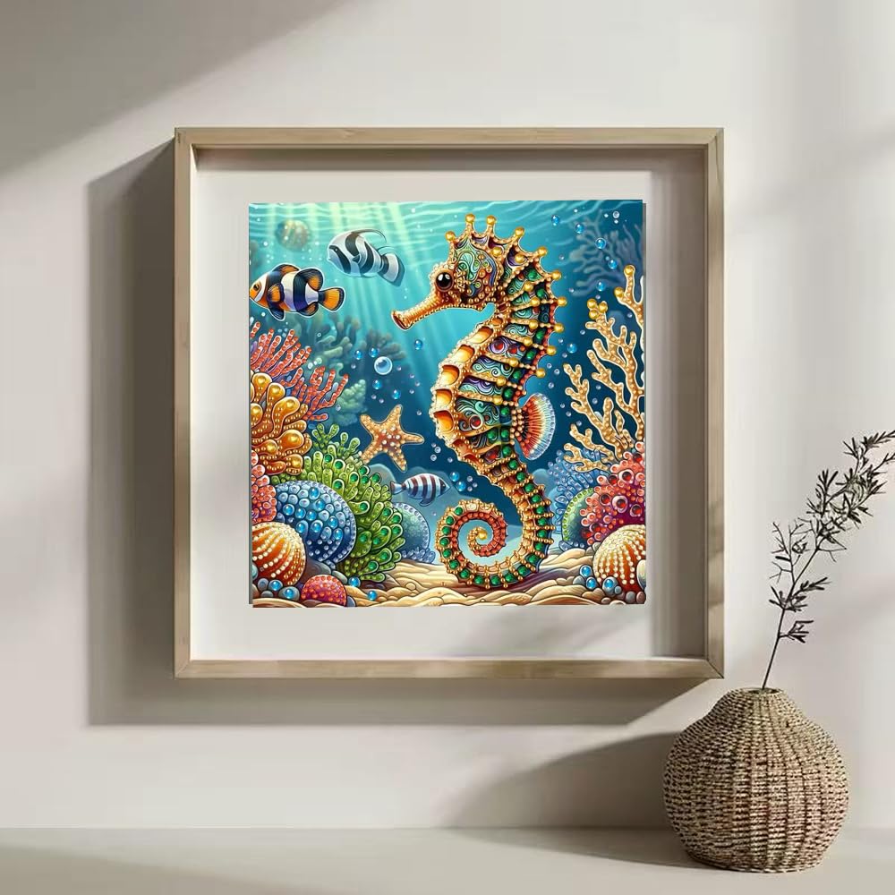 ZQEATRY Sea Turtle Animal Special Shape Diamond Art Kits for Adults,5D Diamond Painting Kits for Beginner,DIY Diamond Crystal Rhinestones Painting Kits for Home Wall Decor Gift 11.8 X 11.8inch