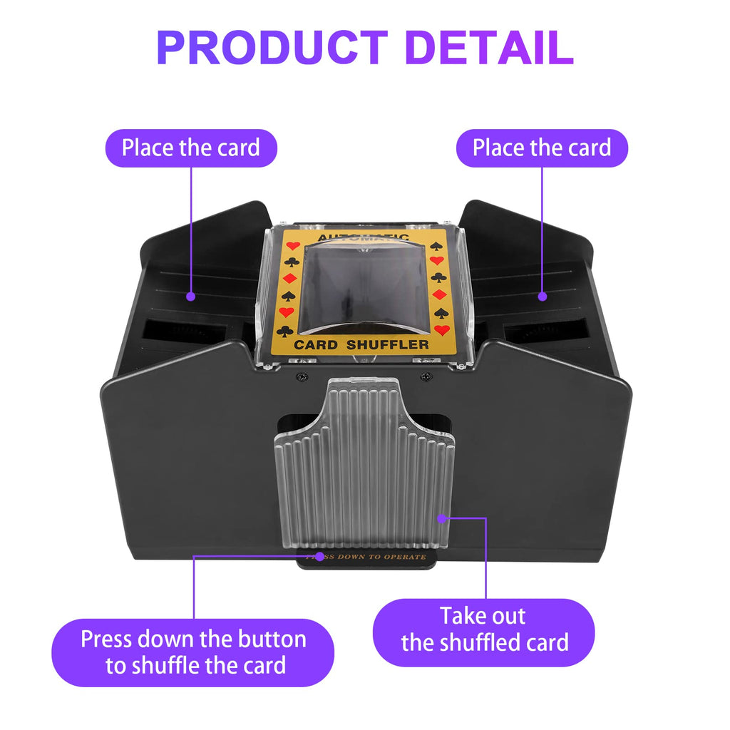 FEIERYA Automatic Card Shuffler 2 Deck,Battery-Operated Electric UNO Poker Shuffler,Playing Card Shuffler for Home Card Game,Travel