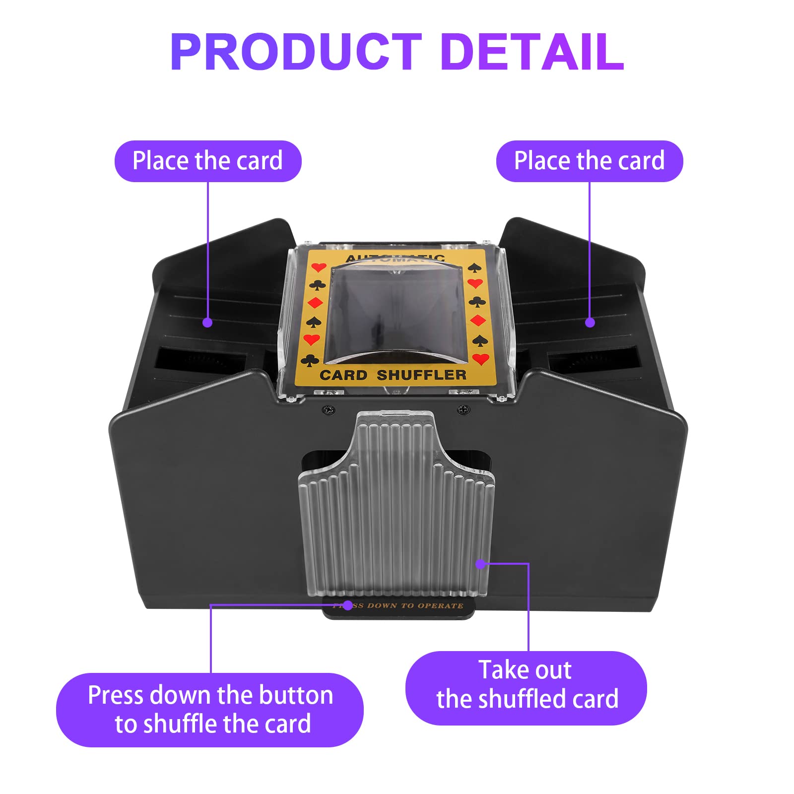 FEIERYA Automatic Card Shuffler 2 Deck,Battery-Operated Electric UNO Poker Shuffler,Playing Card Shuffler for Home Card Game,Travel