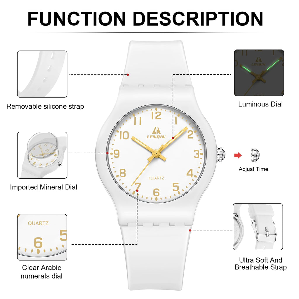 LN LENQIN Ladies Watches Analog Quartz Watch for Women Waterproof Women's Wrist Watches Easy Reader Womens Watch with Leather Strap