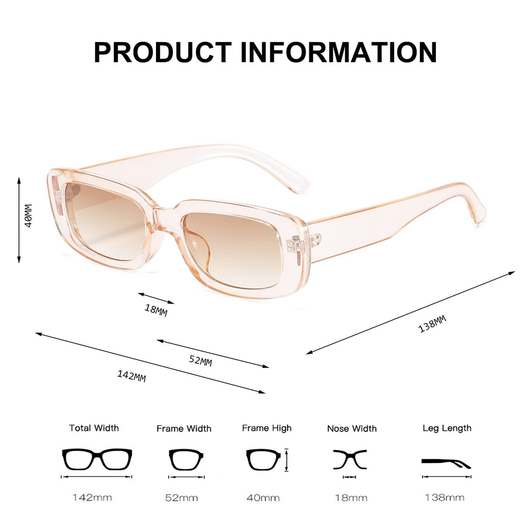 BUTABY Rectangle Sunglasses for Women Retro Driving Glasses 90’s Vintage Fashion Narrow Square Frame UV400 Protection