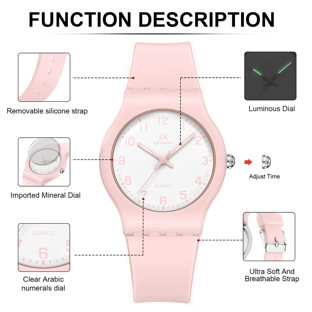 LN LENQIN Ladies Watches Analog Quartz Watch for Women Waterproof Women's Wrist Watches Easy Reader Womens Watch with Leather Strap