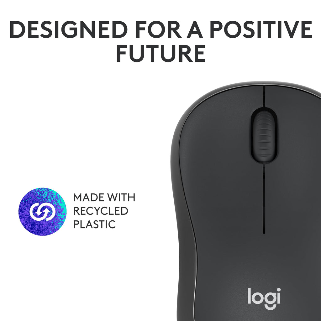 Logitech M185 Wireless Mouse, 2.4GHz with USB Mini Receiver, 12-Month Battery Life, 1000 DPI Optical Tracking, Ambidextrous PC/Mac/Laptop - Swift Grey