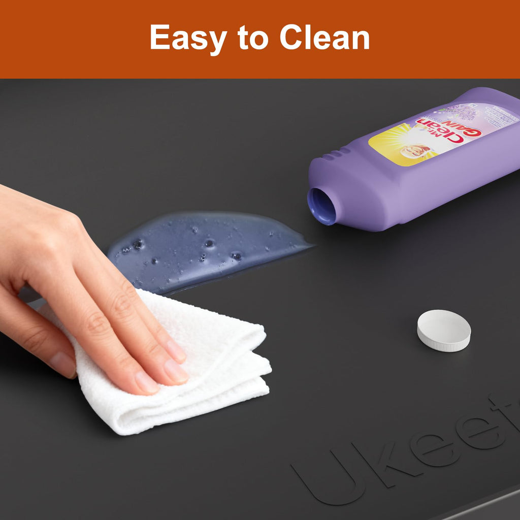 ukeetap Extra Thick Silicone Mat Waterproof with Raised Edge 34" x 22", Under Sink Mat for Kitchen & Bathroom, Kitchen Cabinet Liner, Multi-Purpose for Storage & Protection, Gray