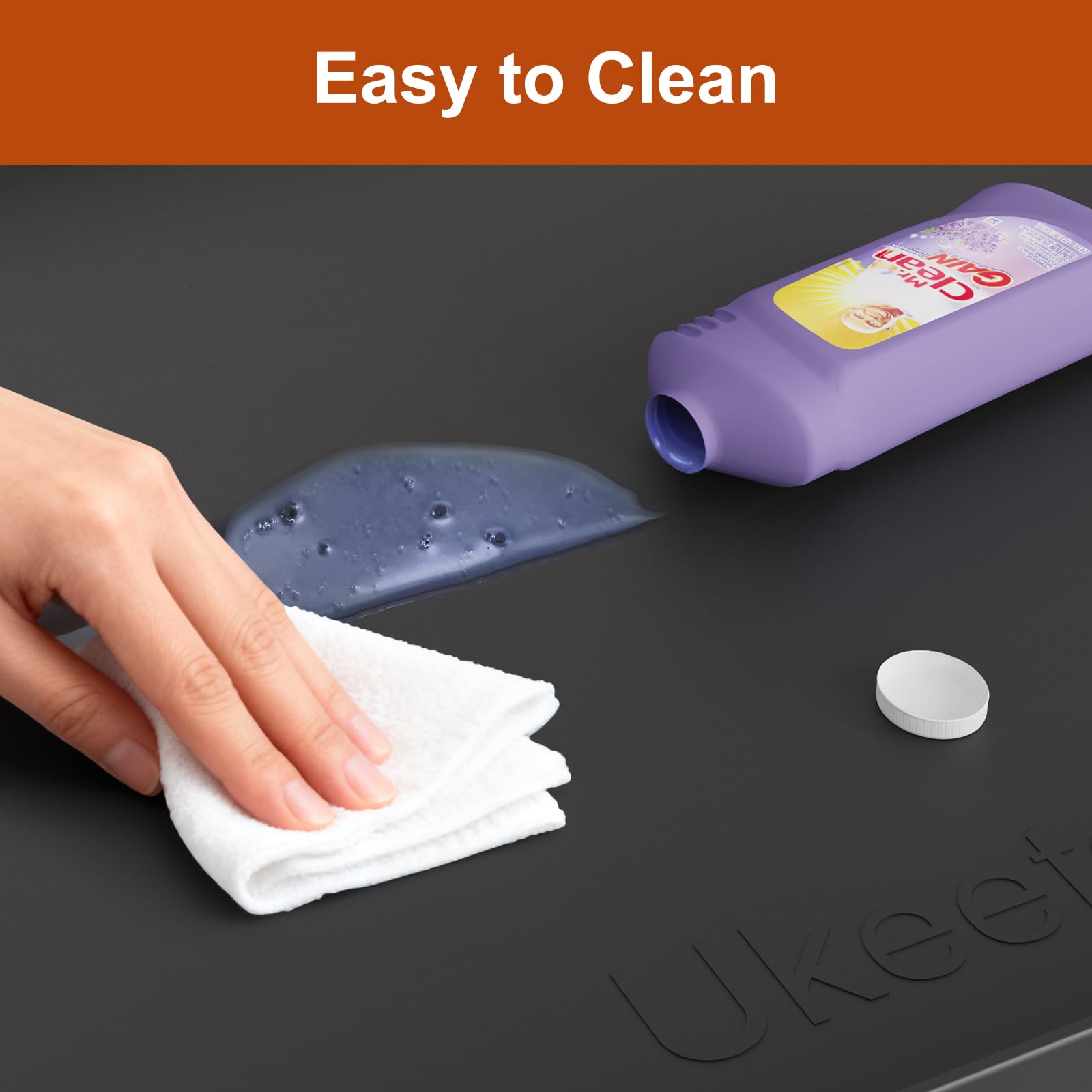 ukeetap Extra Thick Silicone Mat Waterproof with Raised Edge 34" x 22", Under Sink Mat for Kitchen & Bathroom, Kitchen Cabinet Liner, Multi-Purpose for Storage & Protection, Gray