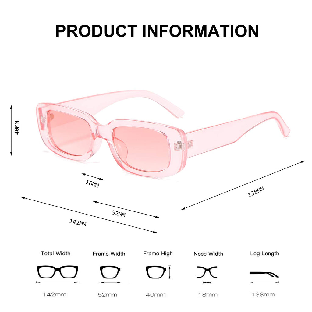 BUTABY Rectangle Sunglasses for Women Retro Driving Glasses 90’s Vintage Fashion Narrow Square Frame UV400 Protection