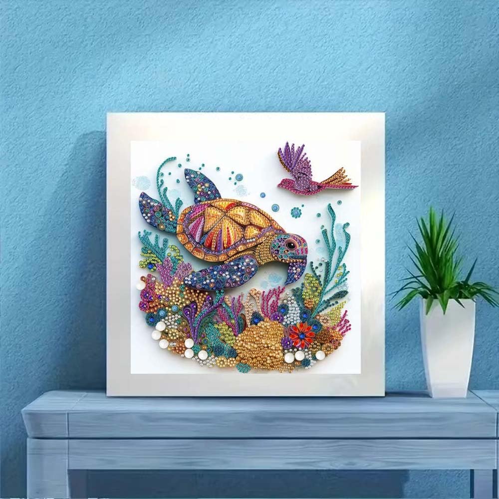 ZQEATRY Sea Turtle Animal Special Shape Diamond Art Kits for Adults,5D Diamond Painting Kits for Beginner,DIY Diamond Crystal Rhinestones Painting Kits for Home Wall Decor Gift 11.8 X 11.8inch