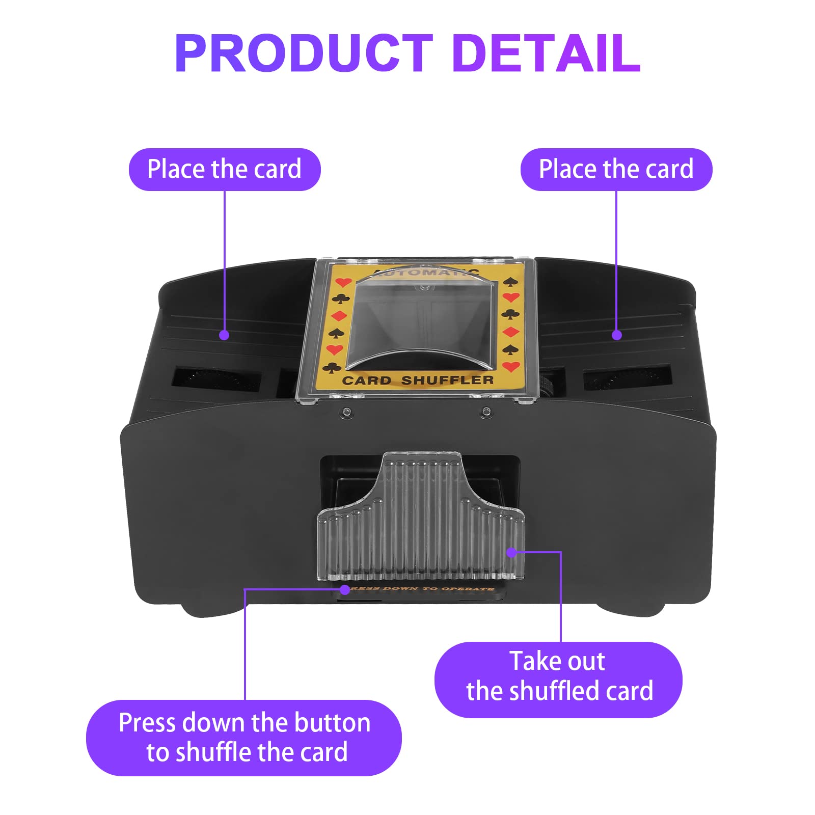 FEIERYA Automatic Card Shuffler 2 Deck,Battery-Operated Electric UNO Poker Shuffler,Playing Card Shuffler for Home Card Game,Travel