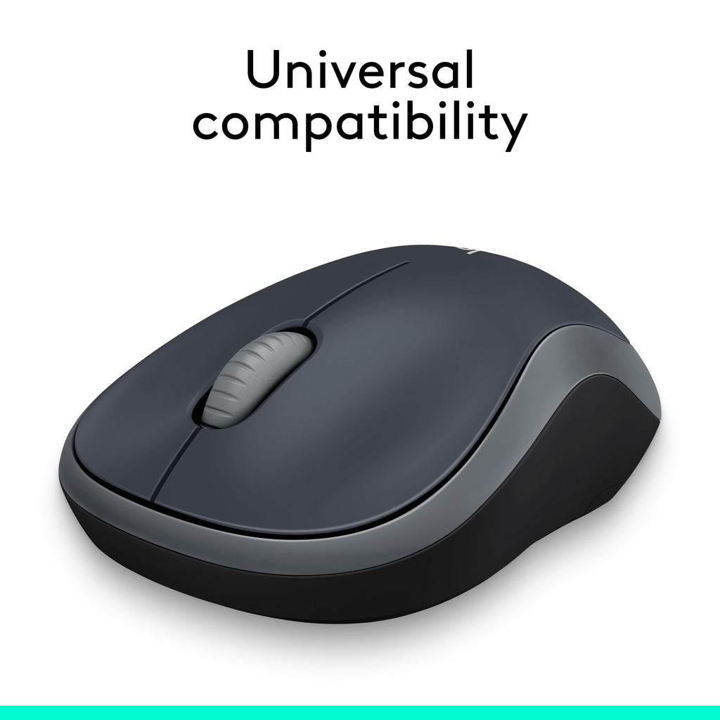 Logitech M185 Wireless Mouse, 2.4GHz with USB Mini Receiver, 12-Month Battery Life, 1000 DPI Optical Tracking, Ambidextrous PC/Mac/Laptop - Swift Grey