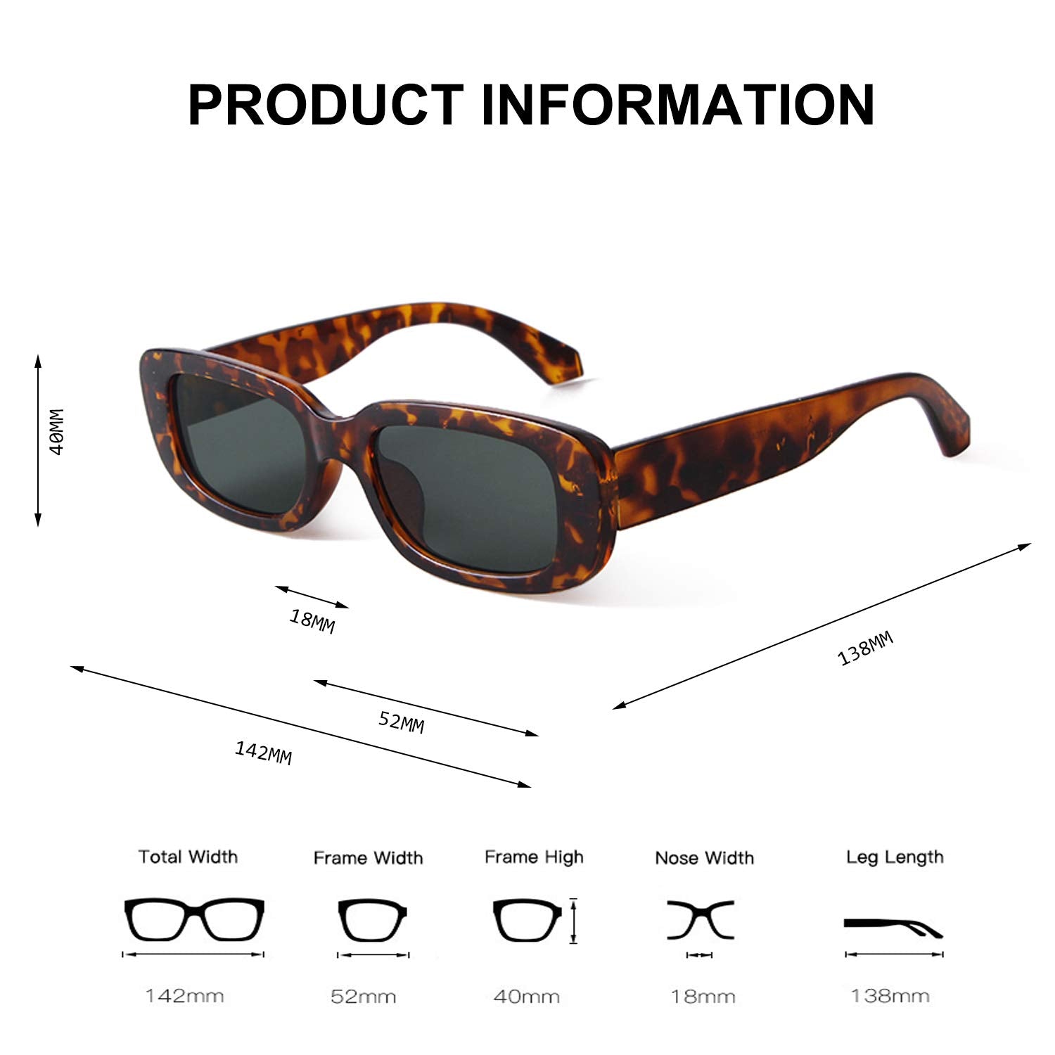 BUTABY Rectangle Sunglasses for Women Retro Driving Glasses 90’s Vintage Fashion Narrow Square Frame UV400 Protection