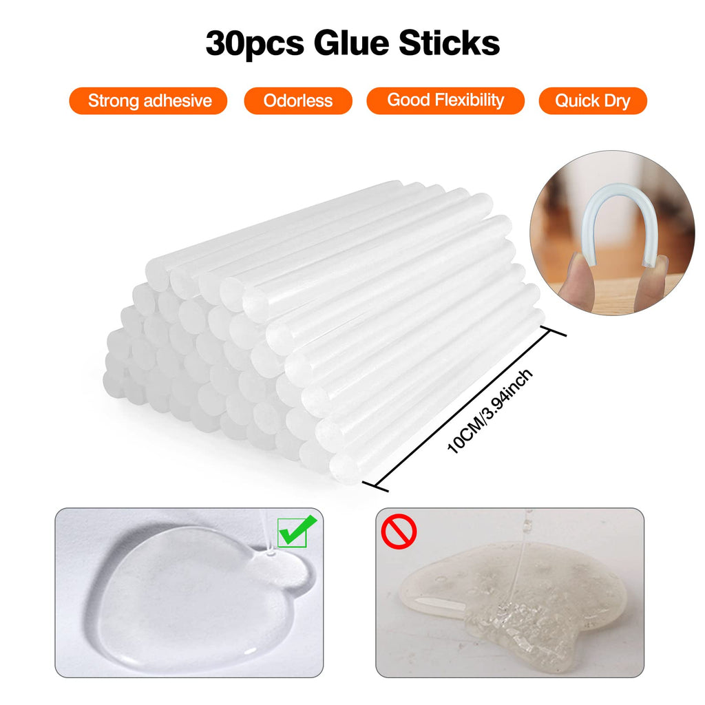 SHJADE Hot Glue Gun with 30 Glue Sticks, 20W Mini Hot Melt Gun Kit(White) | Fast Preheating, Ideal for School Crafts, DIY Arts, and Quick Home Repairs, Compact, Suitable for 0.27" Glue Sticks