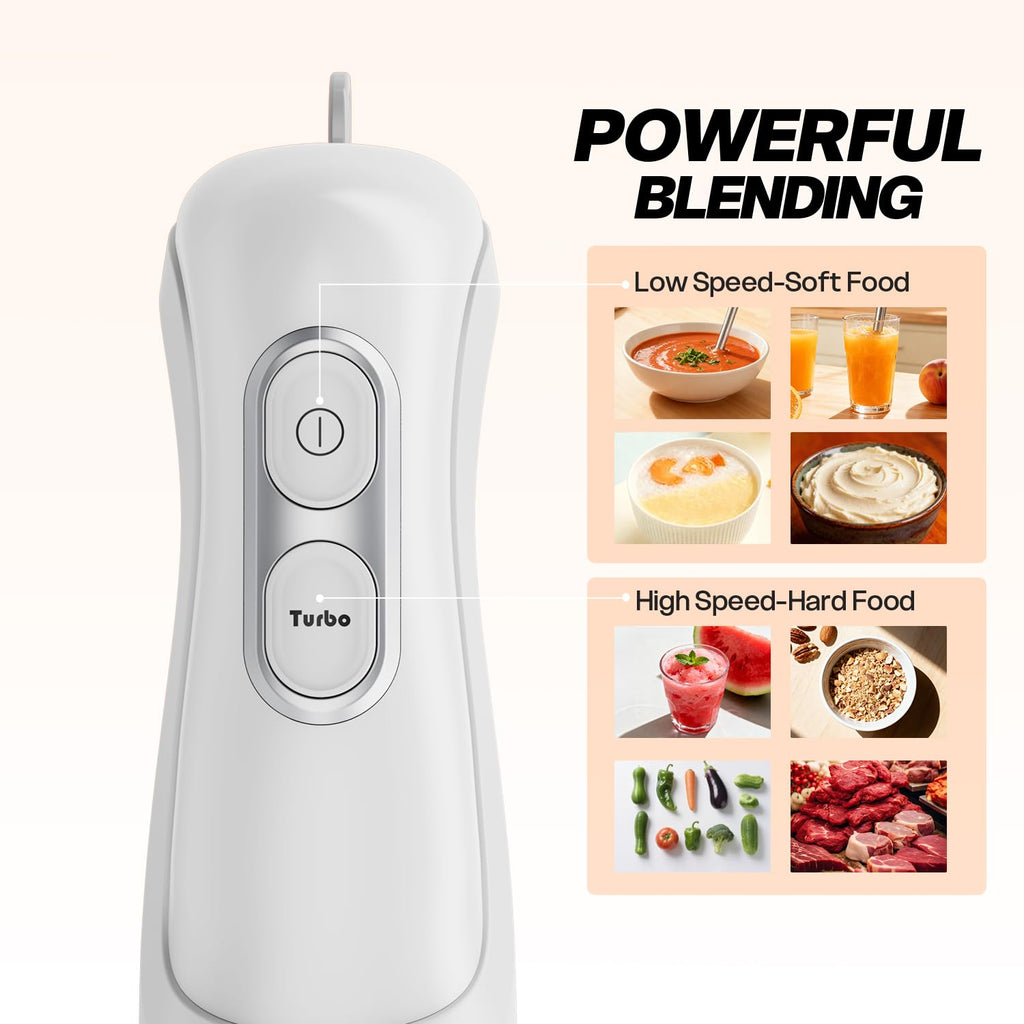 Turelar Immersion Blender Handheld Corded Hand Blenders Set 1100W, Trigger Variable Speed 5 in 1 Stick Emulsifier with Chopper, Whisk and Frother for Soup, Baby Food and Smoothies,Black