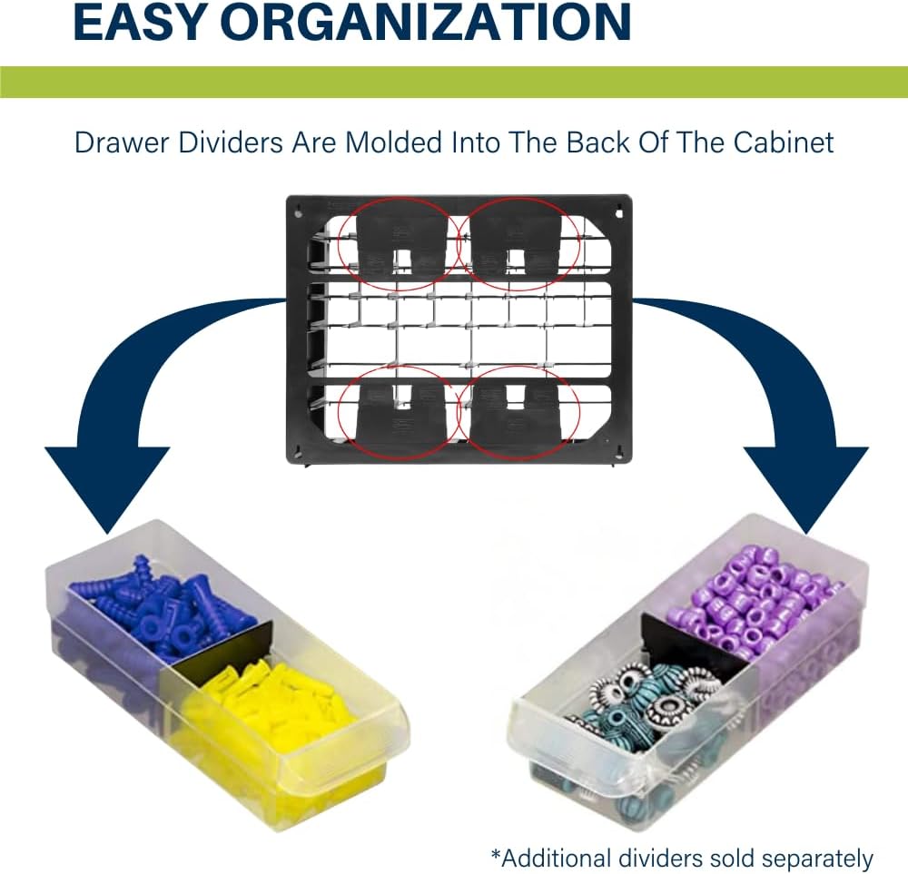 Akro-Mils 26-Drawer Plastic Drawer Storage Cabinet for Garage Organization, Bead Organizer, Building Bricks Storage, Teacher Toolbox, Makeup Organizer, 20" W x 6" D x 10" H, 10126 Yellow