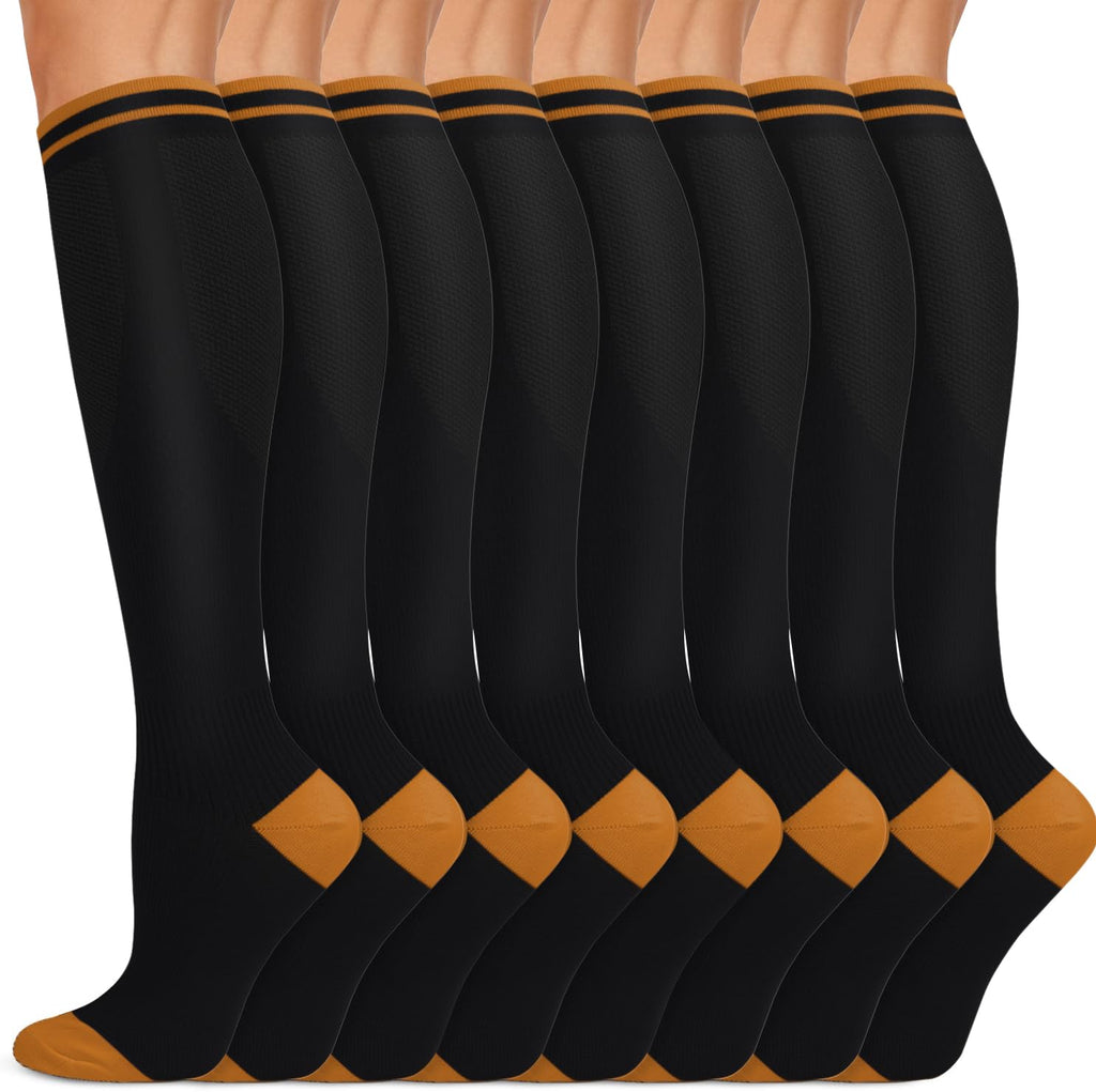 Copper Compression Socks 15-20 mmHg for Men & Women 8 Pairs – Circulation Support for Nurses, Travel, Running, Hiking, Soccer
