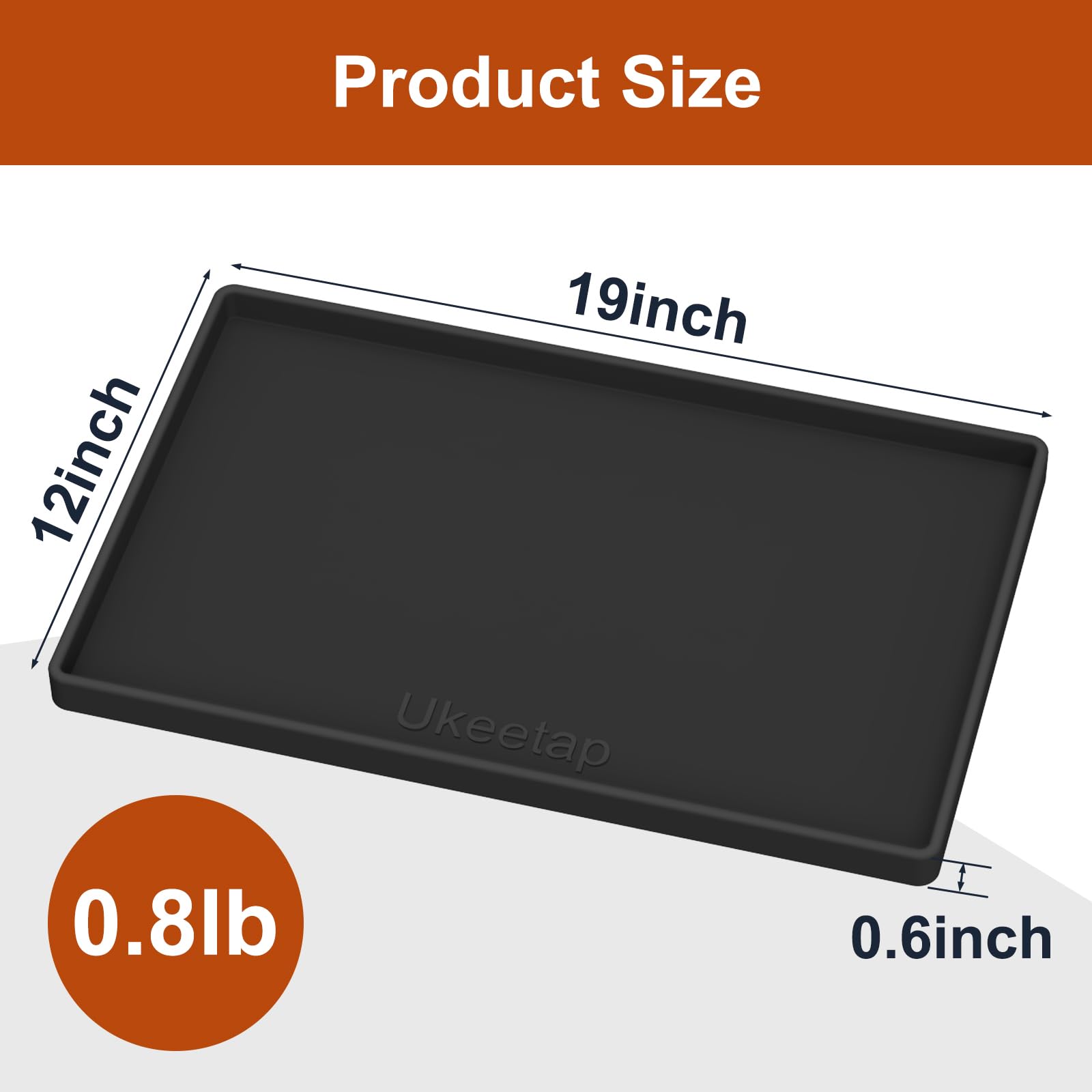 ukeetap Extra Thick Silicone Mat Waterproof with Raised Edge 34" x 22", Under Sink Mat for Kitchen & Bathroom, Kitchen Cabinet Liner, Multi-Purpose for Storage & Protection, Gray
