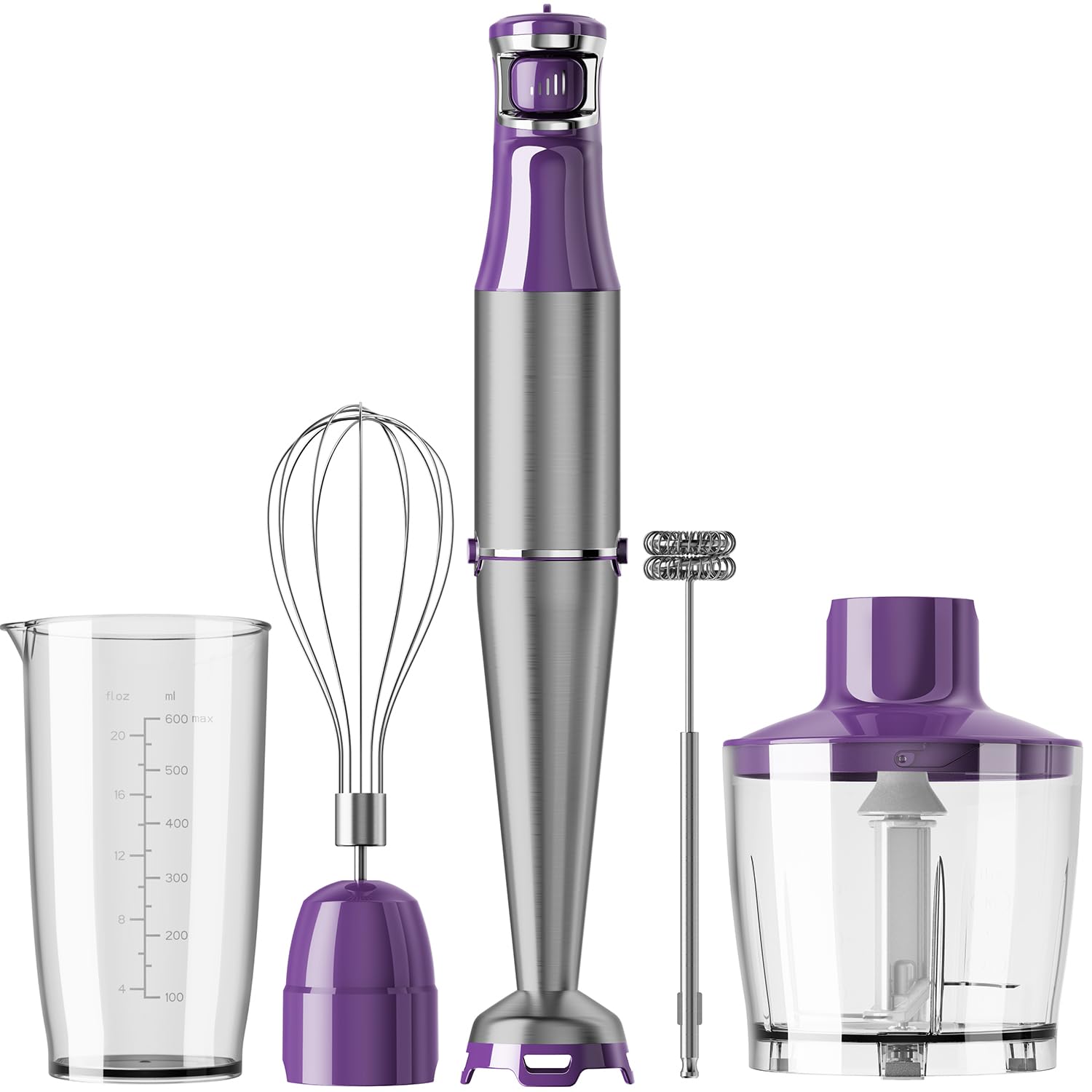 Turelar Immersion Blender Handheld Corded Hand Blenders Set 1100W, Trigger Variable Speed 5 in 1 Stick Emulsifier with Chopper, Whisk and Frother for Soup, Baby Food and Smoothies,Black