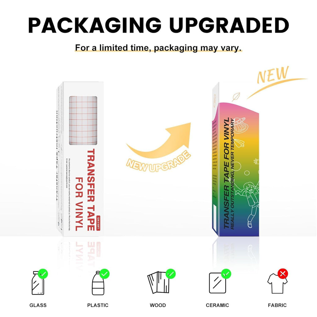 YRYM HT Clear Vinyl Transfer Paper Tape Roll - 12 x 50 FT w/Alignment Grid Application Tape Compatible with Cricut Explore & Maker Machines, Adhesive Vinyl for Decals, Signs, Windows, Stickers