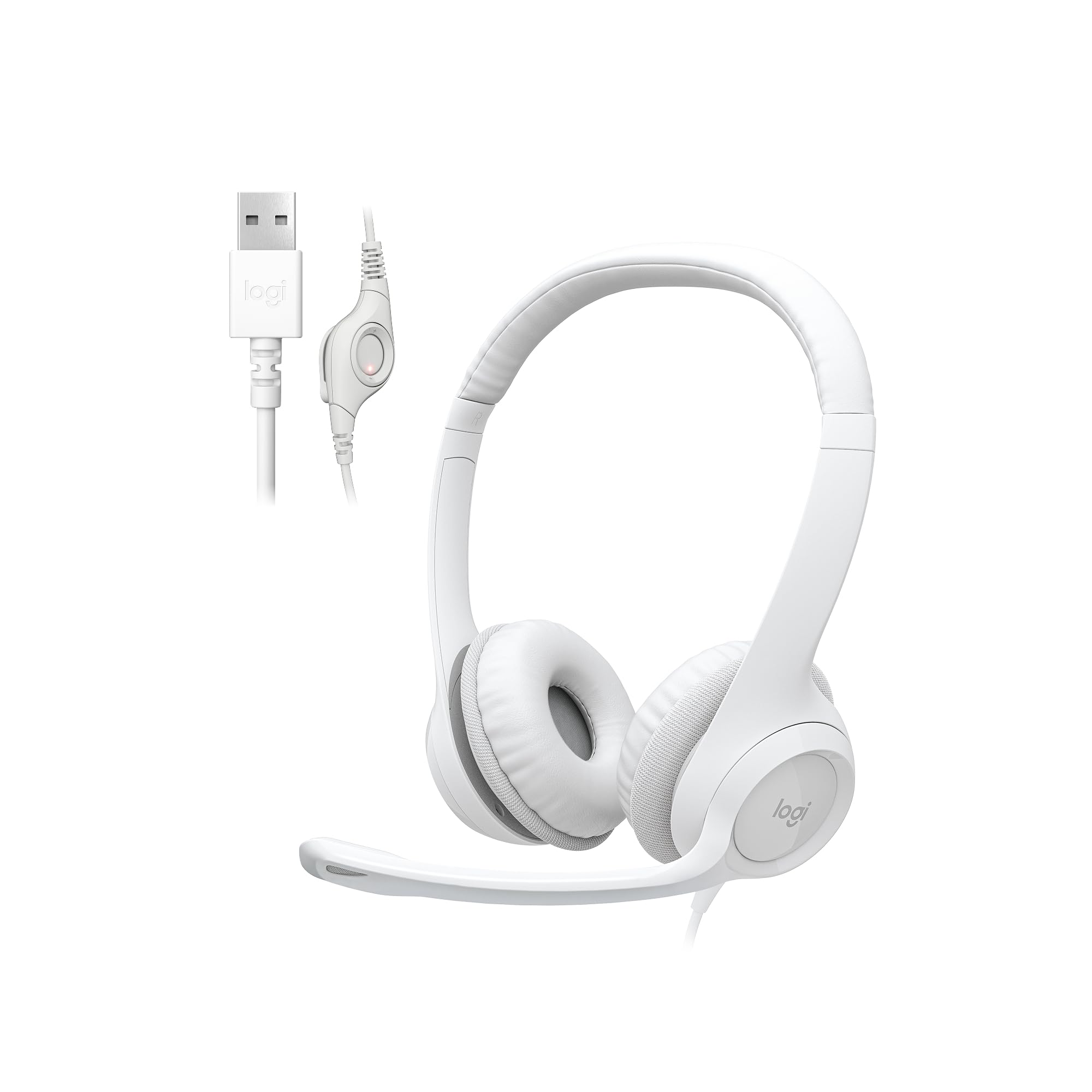 Logitech H390 Wired Headset for PC/Laptop, Stereo Headphones with Noise Cancelling Microphone, USB-A, in-Line Controls, Works with Chromebook - Black