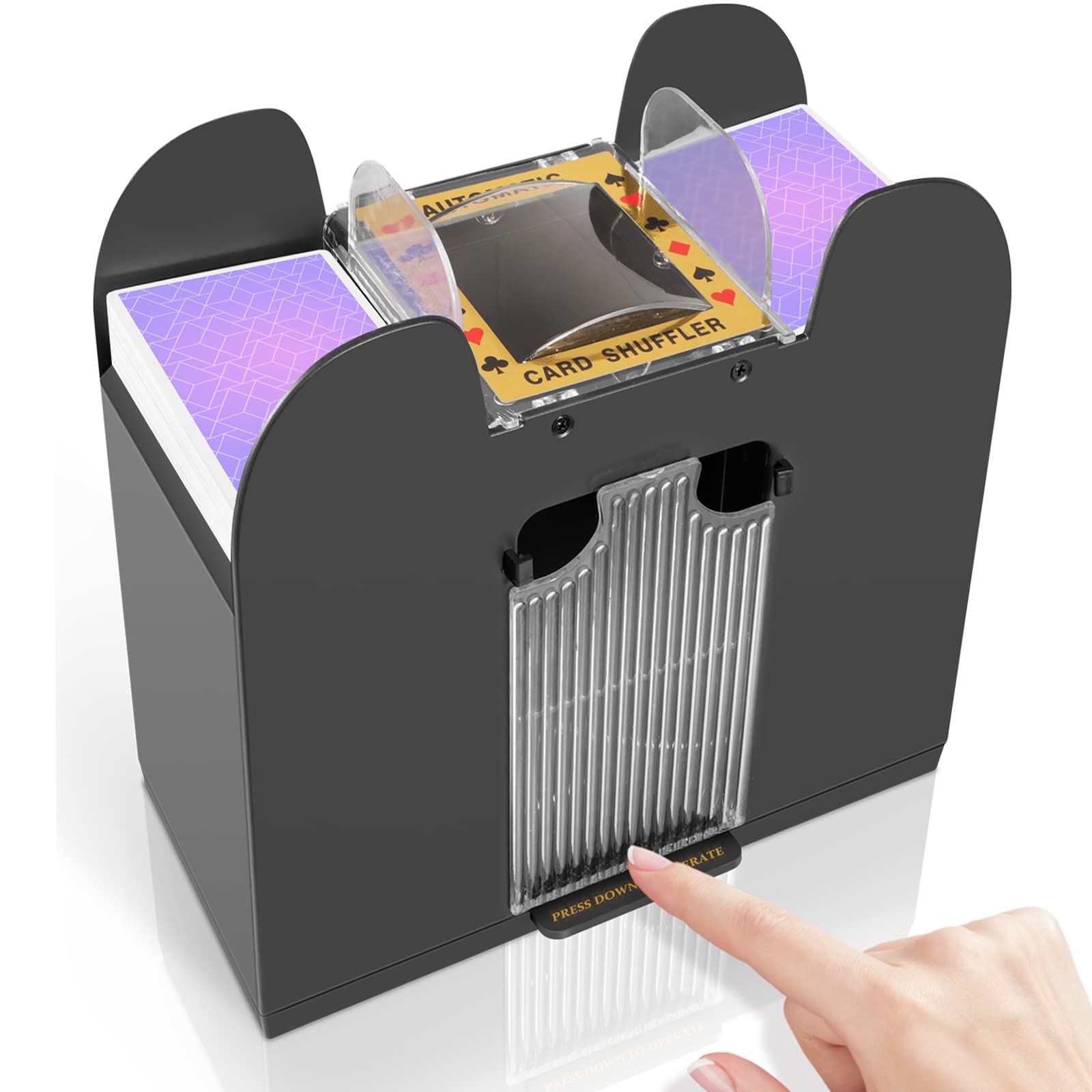 FEIERYA Automatic Card Shuffler 2 Deck,Battery-Operated Electric UNO Poker Shuffler,Playing Card Shuffler for Home Card Game,Travel