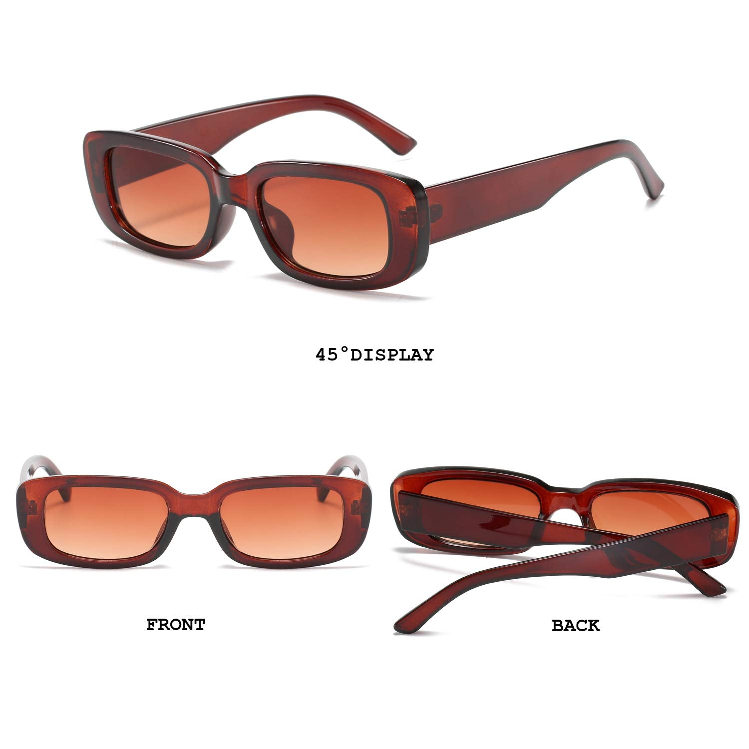 BUTABY Rectangle Sunglasses for Women Retro Driving Glasses 90’s Vintage Fashion Narrow Square Frame UV400 Protection
