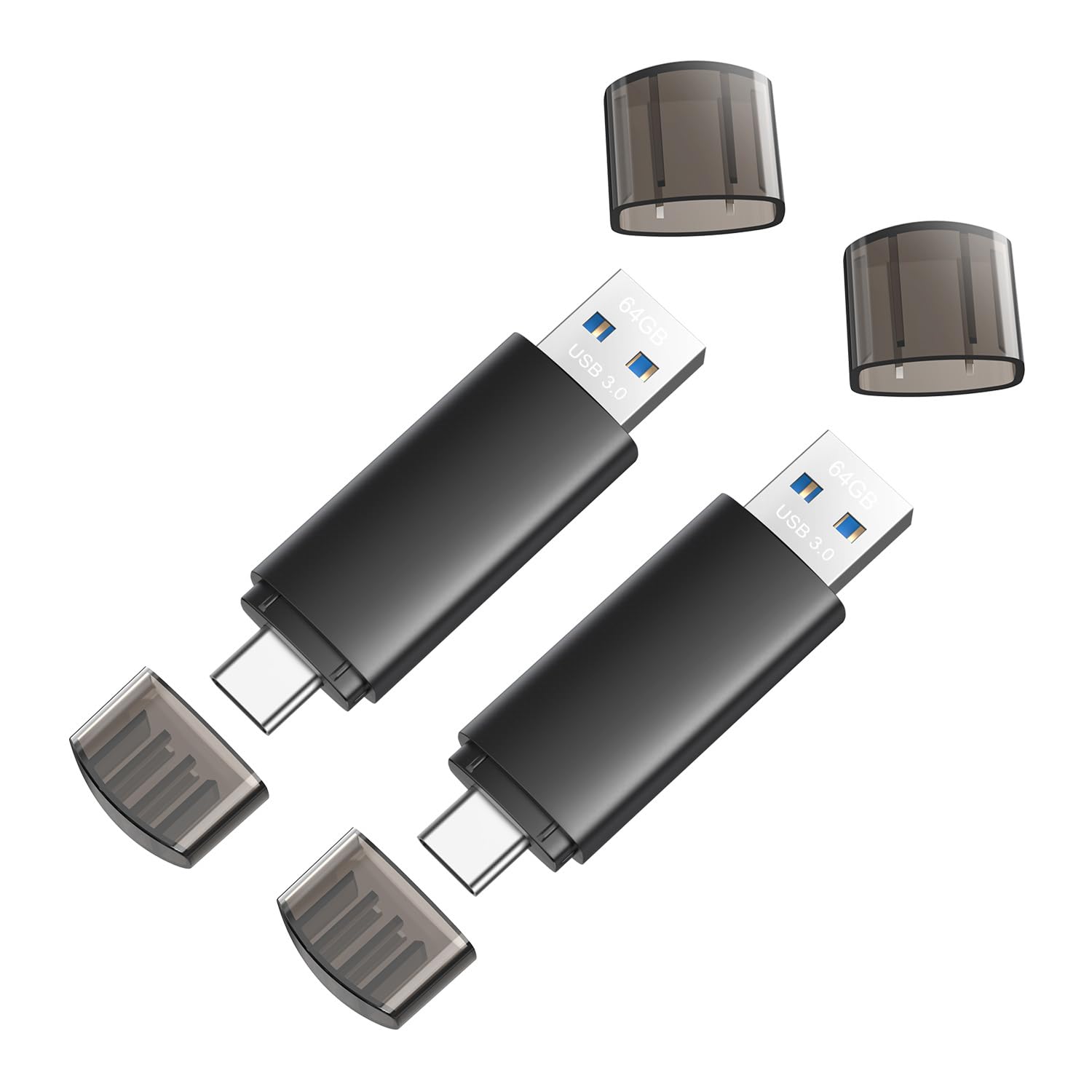 JOIOT 256GB USB C Flash Drive Dual USB 3.0 Type C + USB A Portable 2-in-1 Thumb Drive for Smartphone Tablet Computer Mac iPhone 15 Black