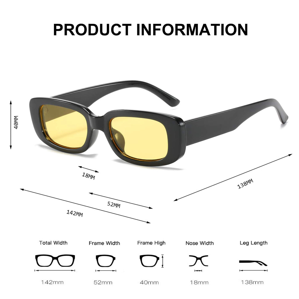 BUTABY Rectangle Sunglasses for Women Retro Driving Glasses 90’s Vintage Fashion Narrow Square Frame UV400 Protection