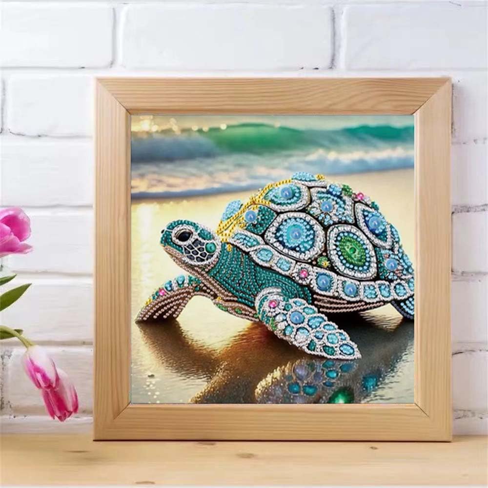 ZQEATRY Sea Turtle Animal Special Shape Diamond Art Kits for Adults,5D Diamond Painting Kits for Beginner,DIY Diamond Crystal Rhinestones Painting Kits for Home Wall Decor Gift 11.8 X 11.8inch