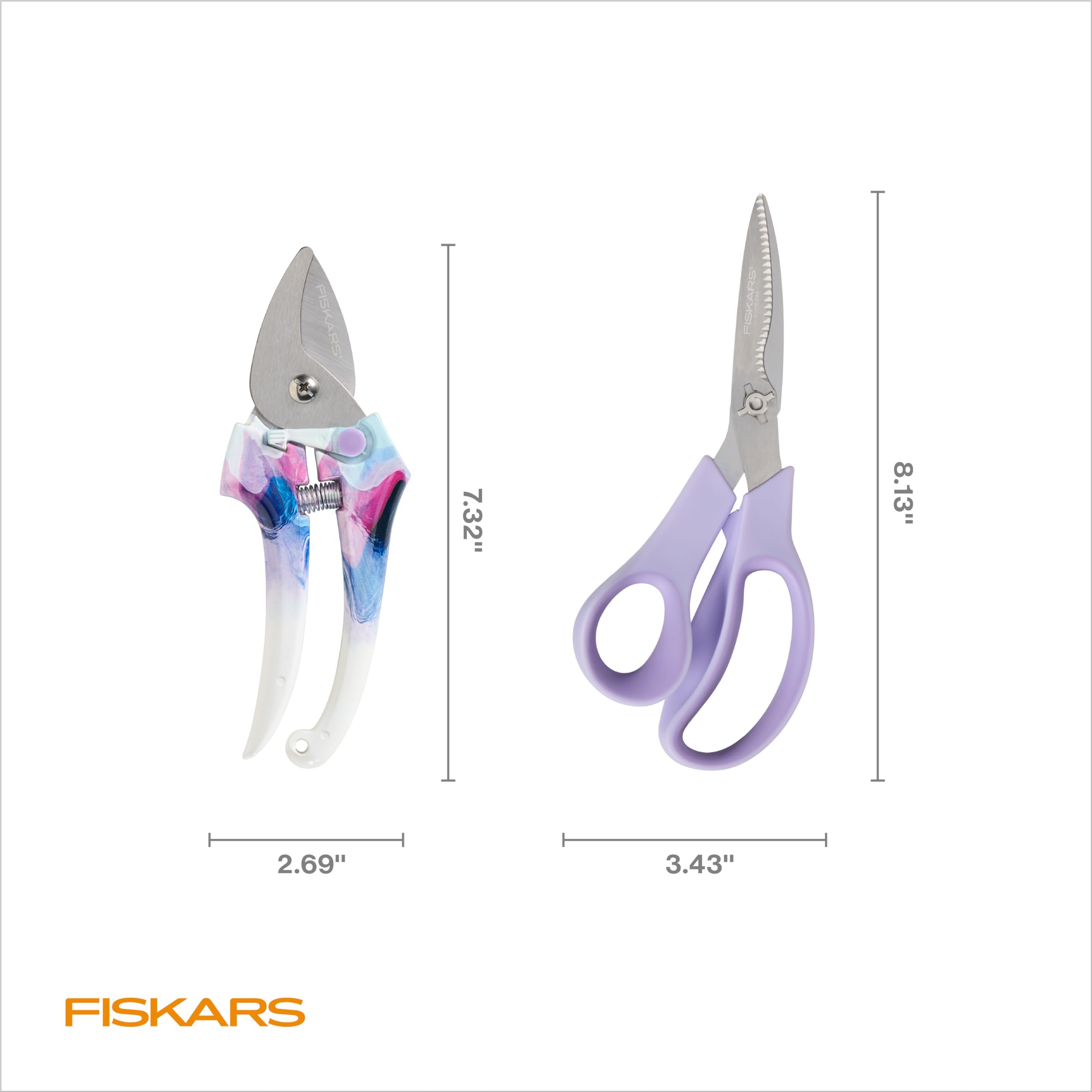 Fiskars Bypass Pruning Shears, 5/8" Cut Capacity Gardening Scissors, Self-Cleaning Sap Groove Prevents Sticking, Non-Slip Grip for Cutting Stems & Branches, Sharp Steel Blades w/ Low-Friction Coating