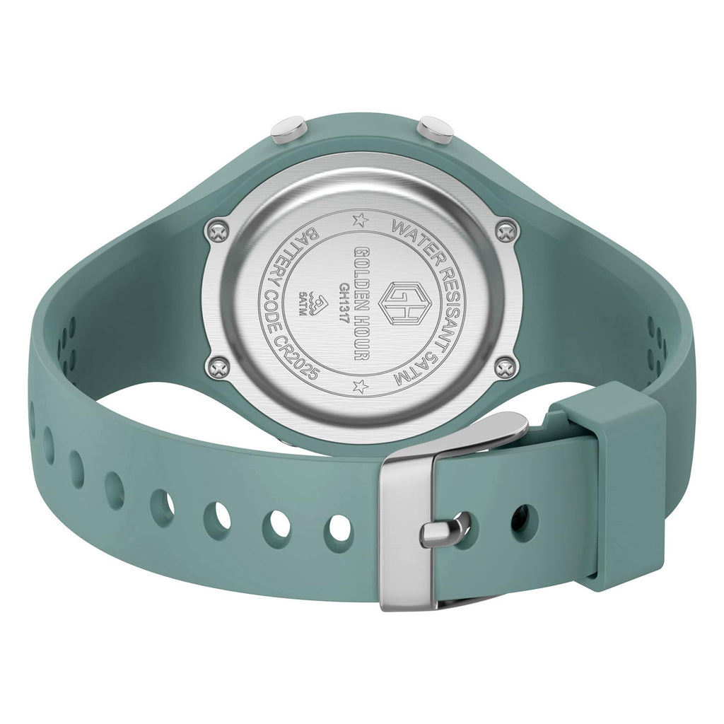 GOLDEN HOUR Waterproof Sport Women's Digital Chronograph Silicone Strap Watch