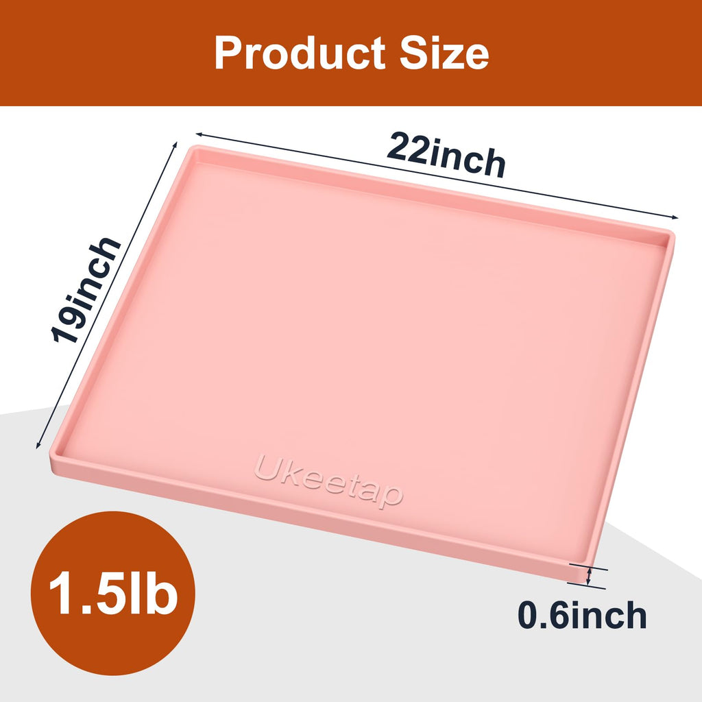 ukeetap Extra Thick Silicone Mat Waterproof with Raised Edge 34" x 22", Under Sink Mat for Kitchen & Bathroom, Kitchen Cabinet Liner, Multi-Purpose for Storage & Protection, Gray