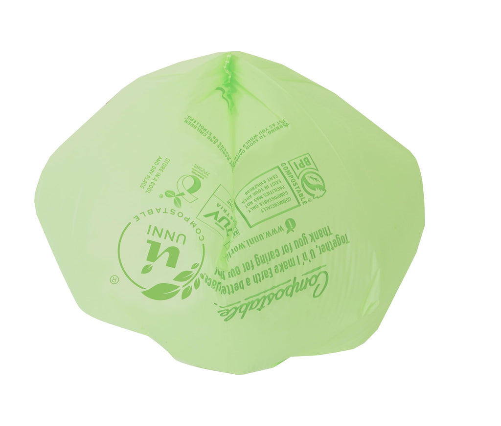 UNNI Compostable Trash Bags, 2.6 Gallon / 9.84 Liter, 100 Count, Extra Thick 0.71 Mil Small Kitchen Food Scrap Bin Liners, Certified by BPI, CMA & OK compost HOME, Meets the ASTM D6400 Standard