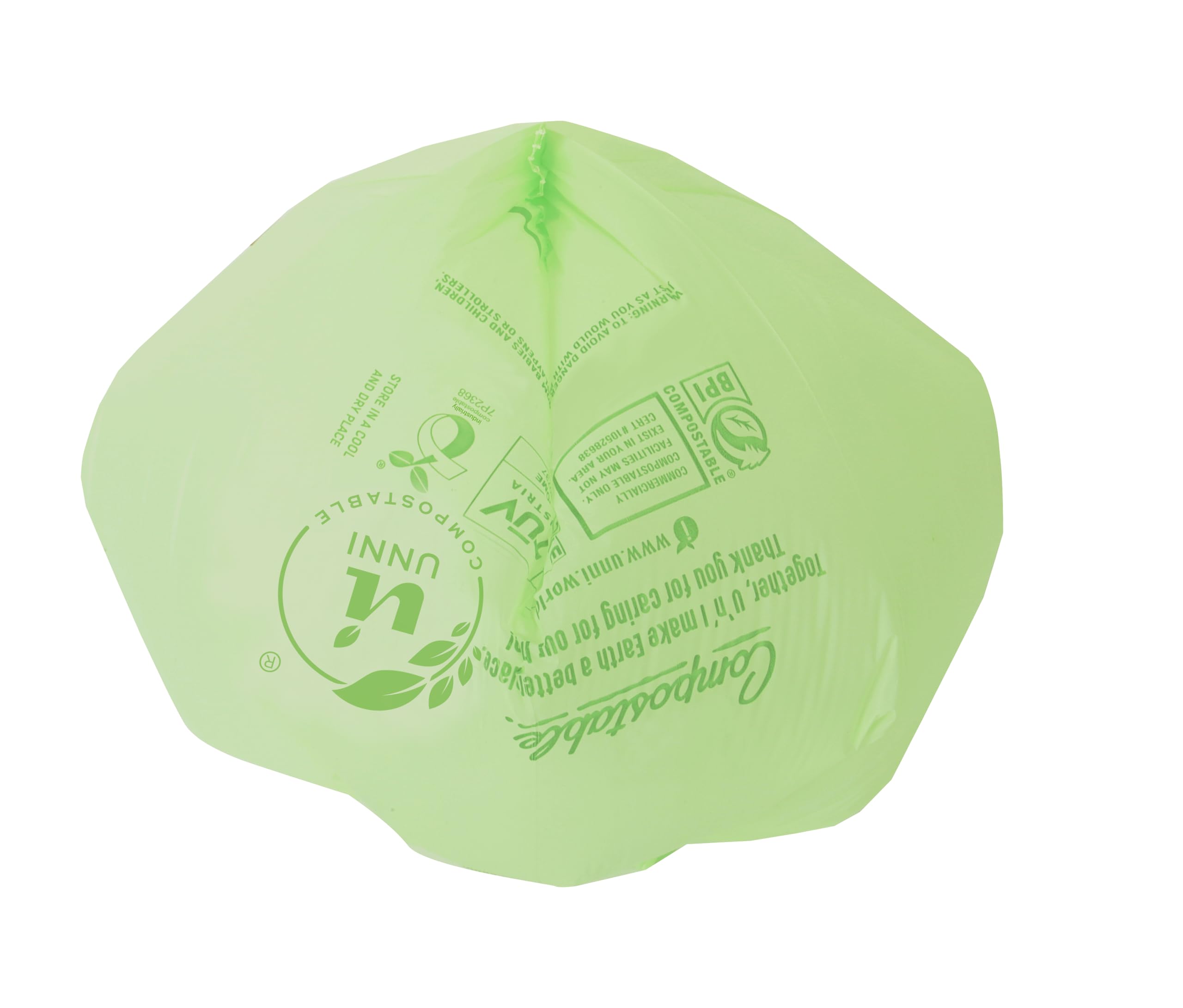 UNNI Compostable Trash Bags, 2.6 Gallon / 9.84 Liter, 100 Count, Extra Thick 0.71 Mil Small Kitchen Food Scrap Bin Liners, Certified by BPI, CMA & OK compost HOME, Meets the ASTM D6400 Standard