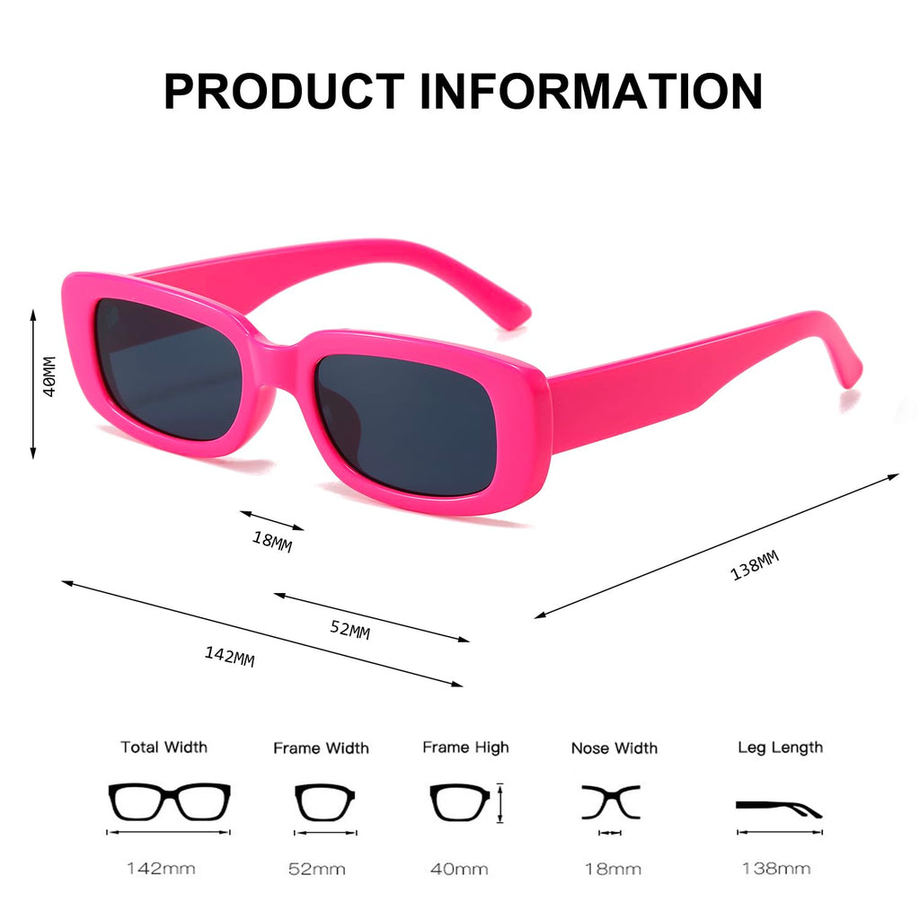 BUTABY Rectangle Sunglasses for Women Retro Driving Glasses 90’s Vintage Fashion Narrow Square Frame UV400 Protection
