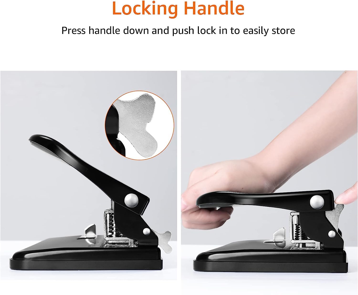 Amazon Basics 3 Hole Punch, 10 Sheet Capacity, Black, Easy-Clean Tray