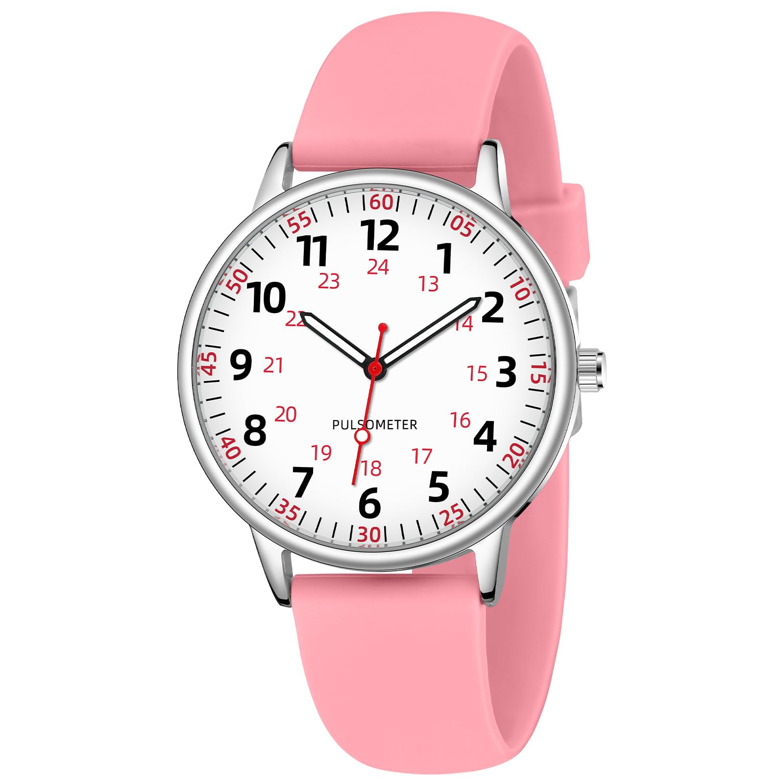 TWOPTION Nurse Watch for Women Waterproof Analog Silicone Watch with Second Hand Nursing Watch
