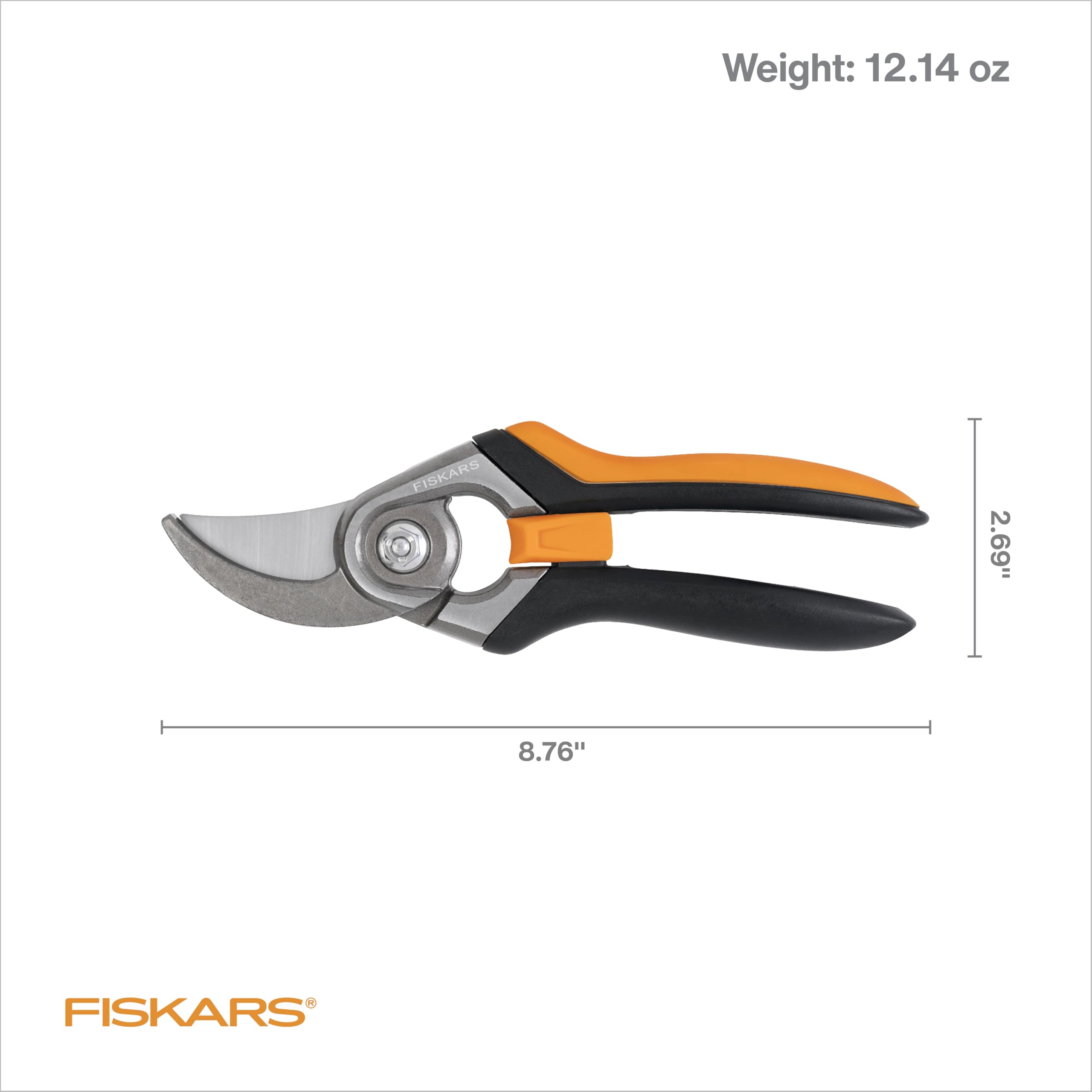 Fiskars Bypass Pruning Shears, 5/8" Cut Capacity Gardening Scissors, Self-Cleaning Sap Groove Prevents Sticking, Non-Slip Grip for Cutting Stems & Branches, Sharp Steel Blades w/ Low-Friction Coating