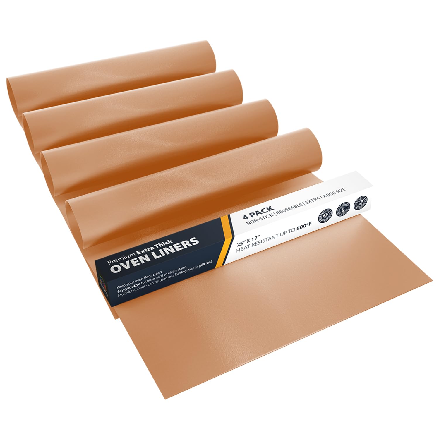 Oven Liners for Bottom of Oven - 2 Pack Large Heavy Duty Mats, 17”x25” Non-Stick Reusable Liner for Electric, Gas, Toaster Ovens, Grills - BPA & PFOA Free Kitchen Accessory to Keep Oven Clean (Black)